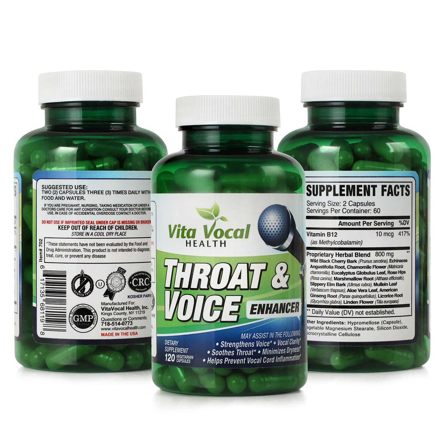 VITA VOCAL Throat & Voice Enhancer Capsules 120 Count