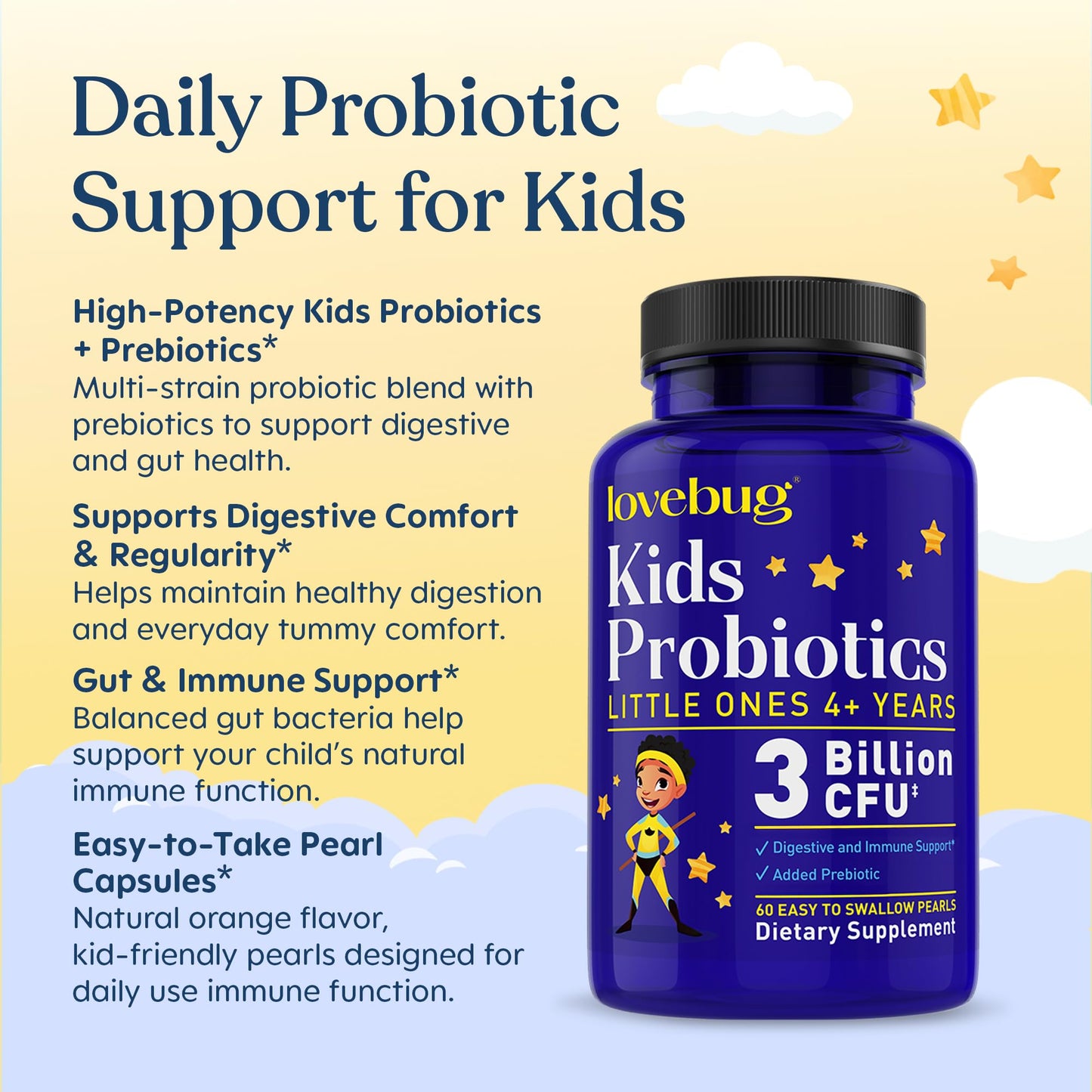 LOVEBUG Probiotics for Kids Tablet, 60 Count