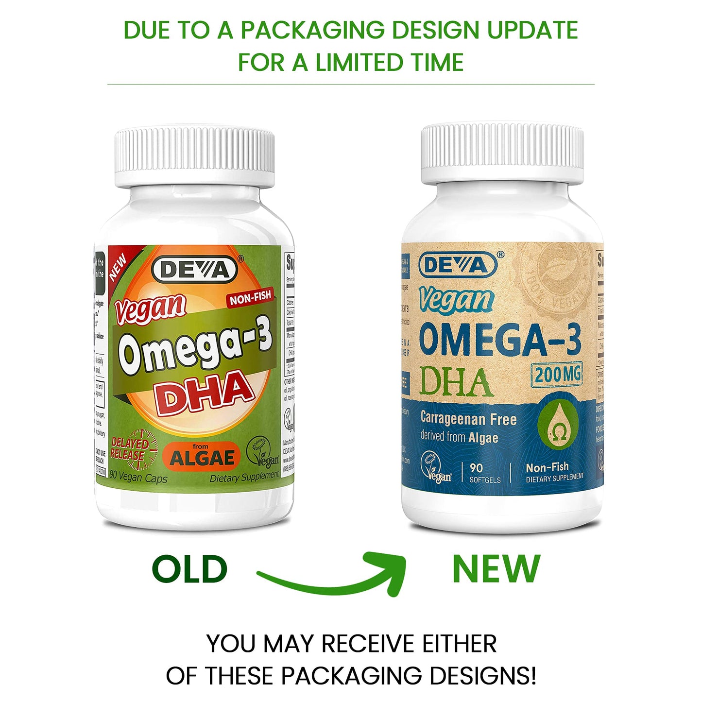 DEVA Vegan Omega-3 DHA Supplement Softgels 90