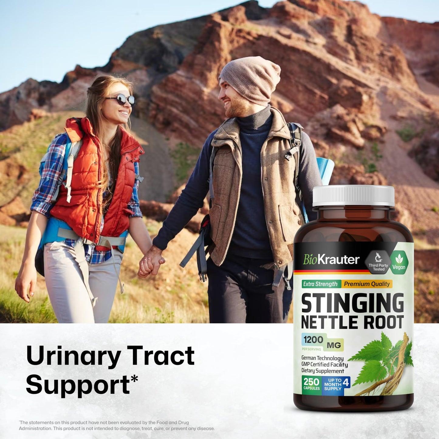 BIO KRAUTER Stinging Nettle for Seasonal Support - Stinging Nettle Root Supplement (Urtica Dioica) 1200 mg for Urinary Tract Support & Daily Wellness 250 Capsules