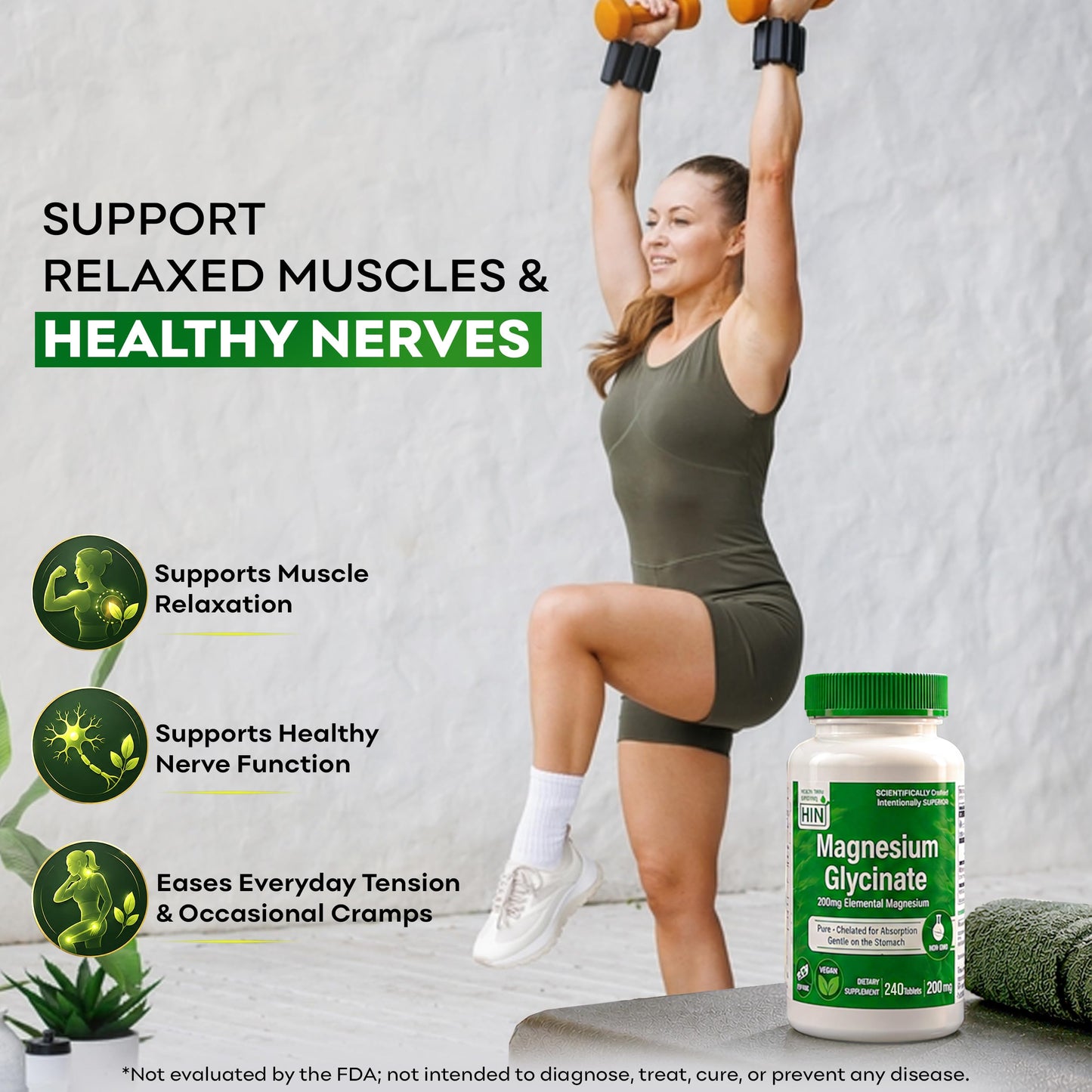 Health Thru Nutrition Magnesium Glycinate 1540mg (200mg Elemental Magnesium) Supplement, 240 Tablets