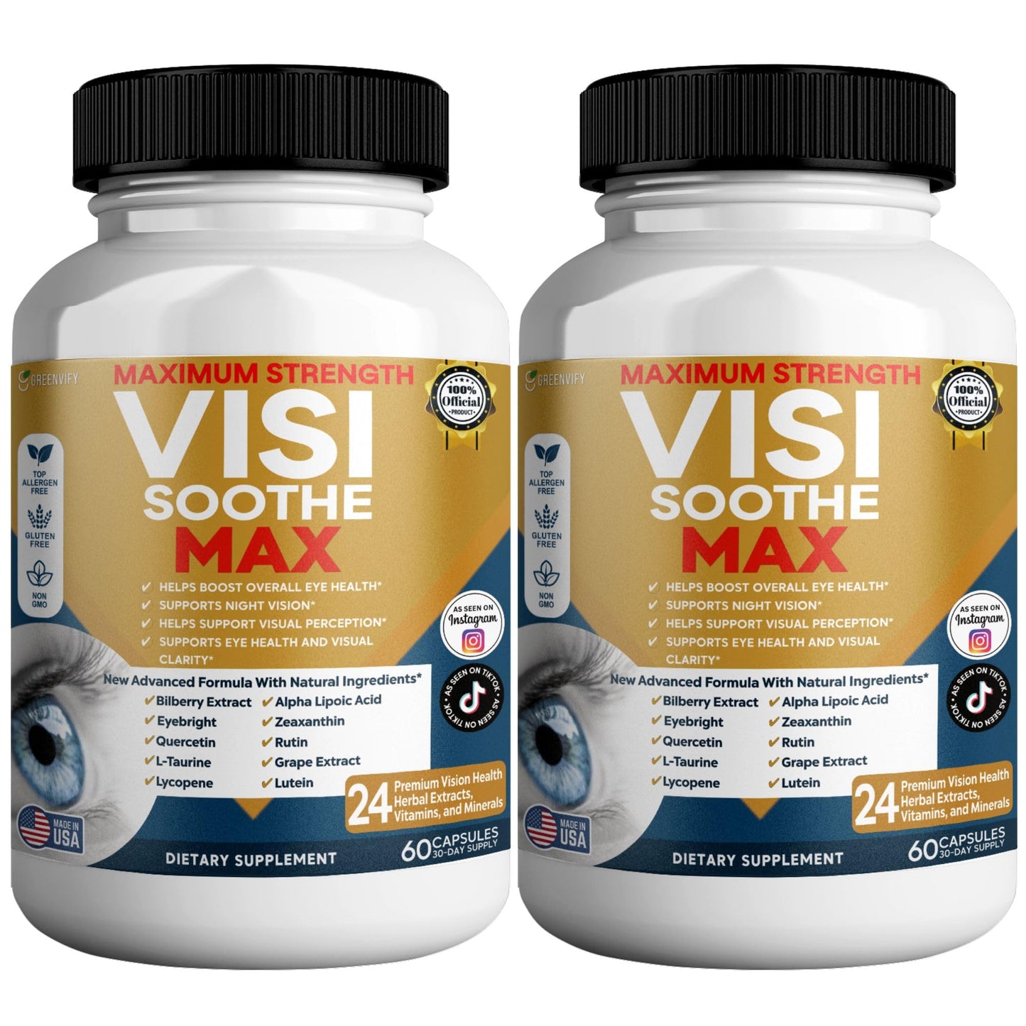 GREENVIFY Vision Soothe Max Eye Health Supplement, 60 Capsules