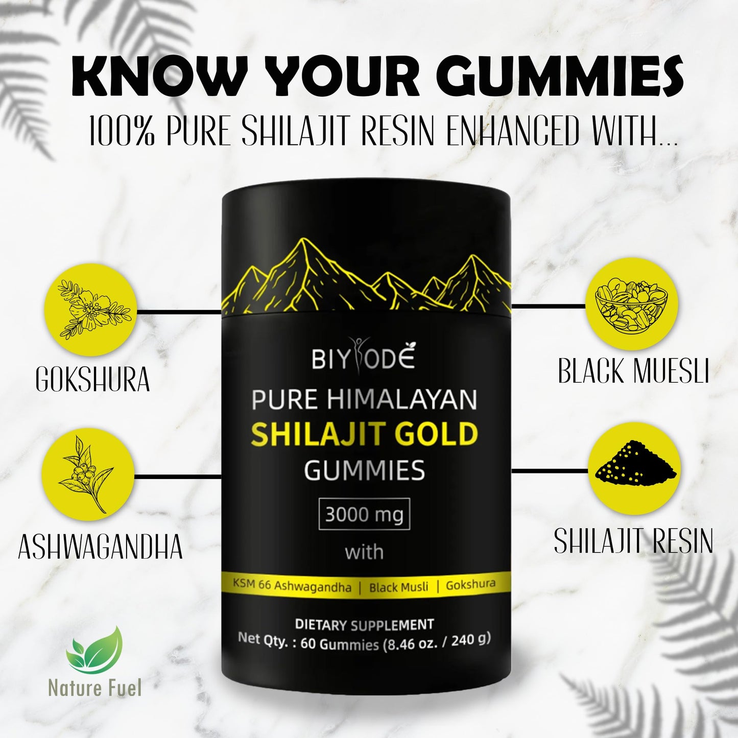 Generic Pure Himalayan Shilajit Gummies with Ashwagandha, 60 Gummies