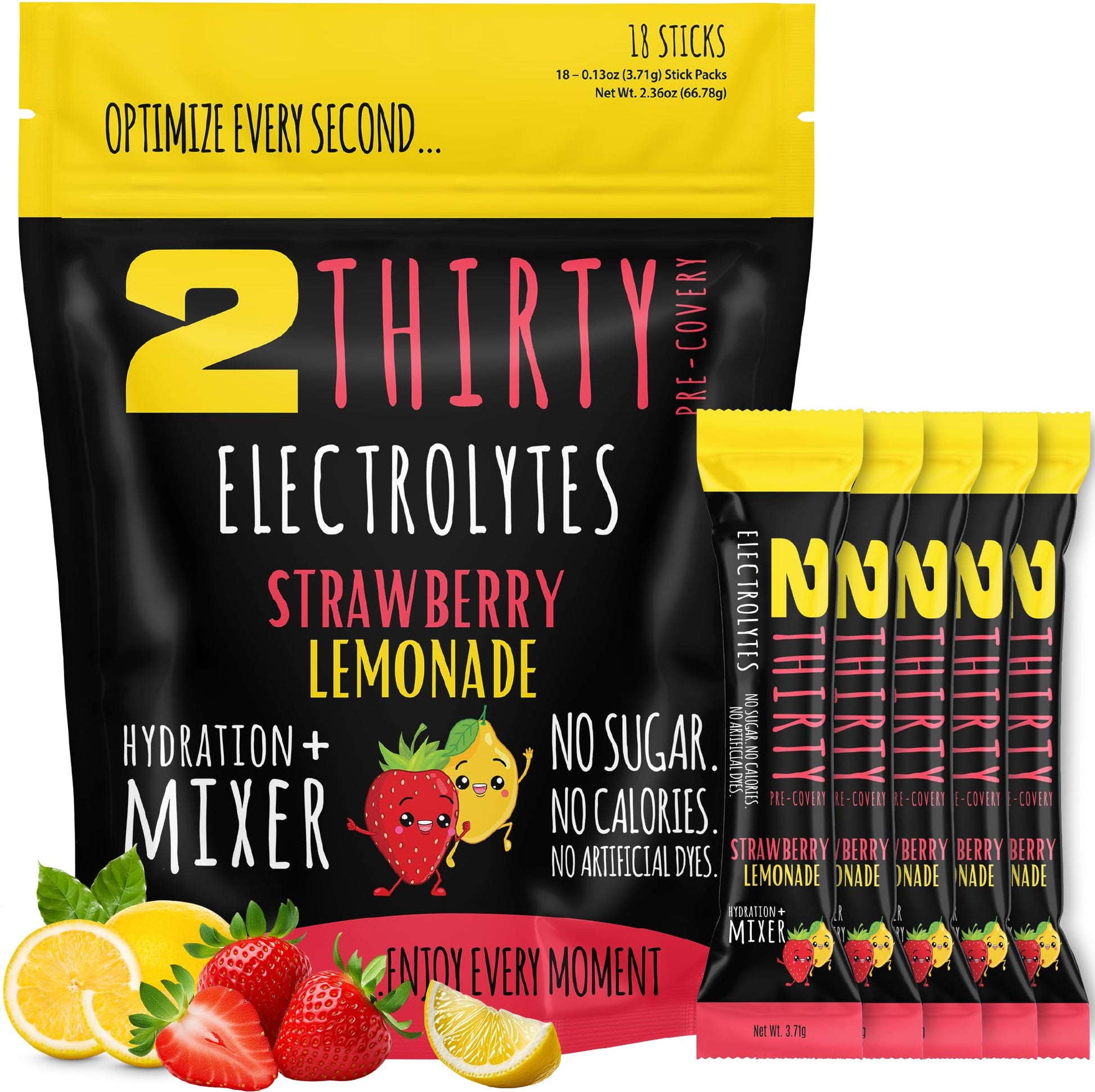 2THIRTY PRE-COVERY Hydration + Mixer DHM Alternative Electrolyte Powder Strawberry Lemonade 2.1 oz