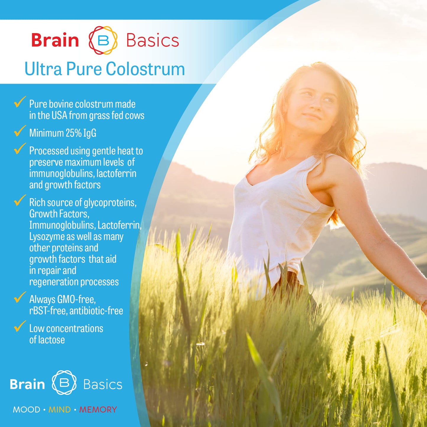 Brain Bean Brain Basics Ultra-Pure Colostrum Powder, 4.23 oz