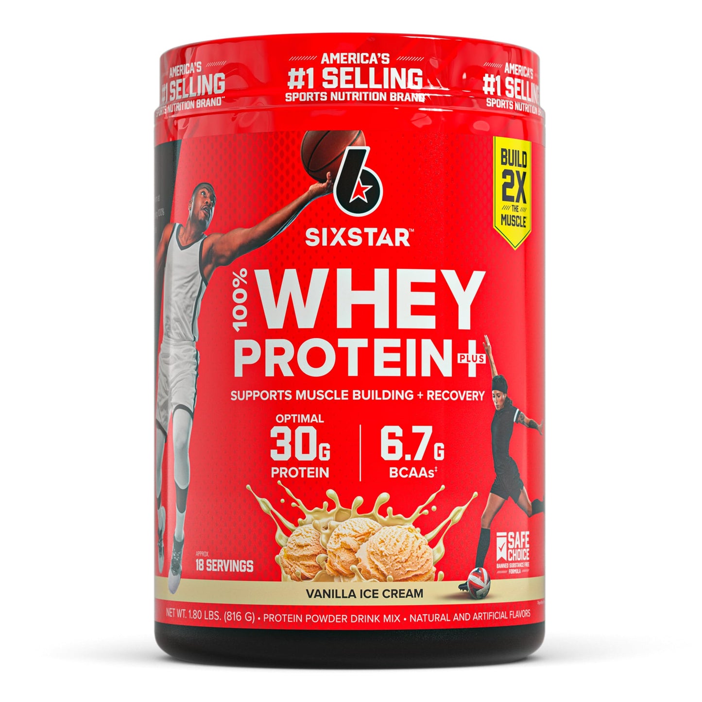 Six Star Whey Protein Powder Plus - Muscle Building & Recovery Formula with Whey Isolate Powder, BCAAs, 30g Protein, Immune Support - Post-Workout Supplement - Vanilla Cream, 29 Servings