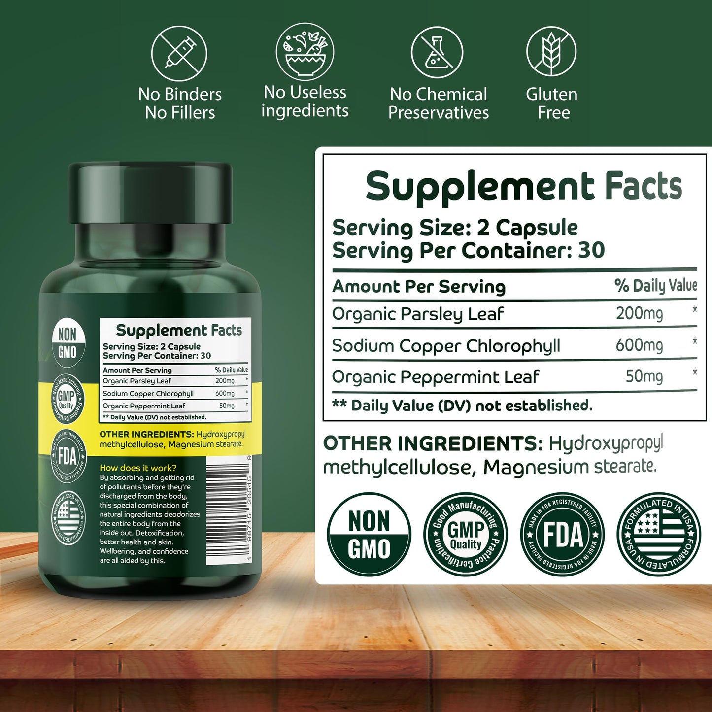 Orry's Vital 600mg Organic Chlorophyll Capsules 60 Count
