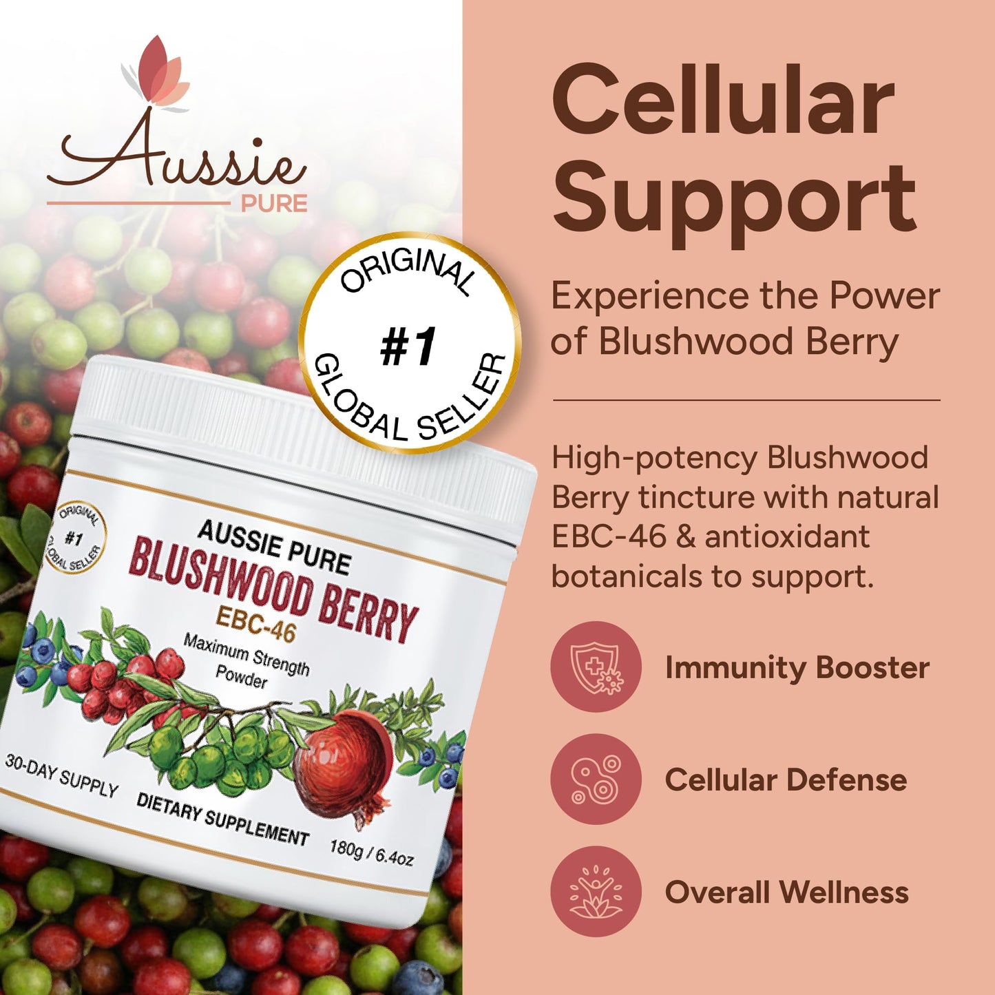 Aussie Pure Blushwood Berry EBC-46 Powder, 6.4 oz