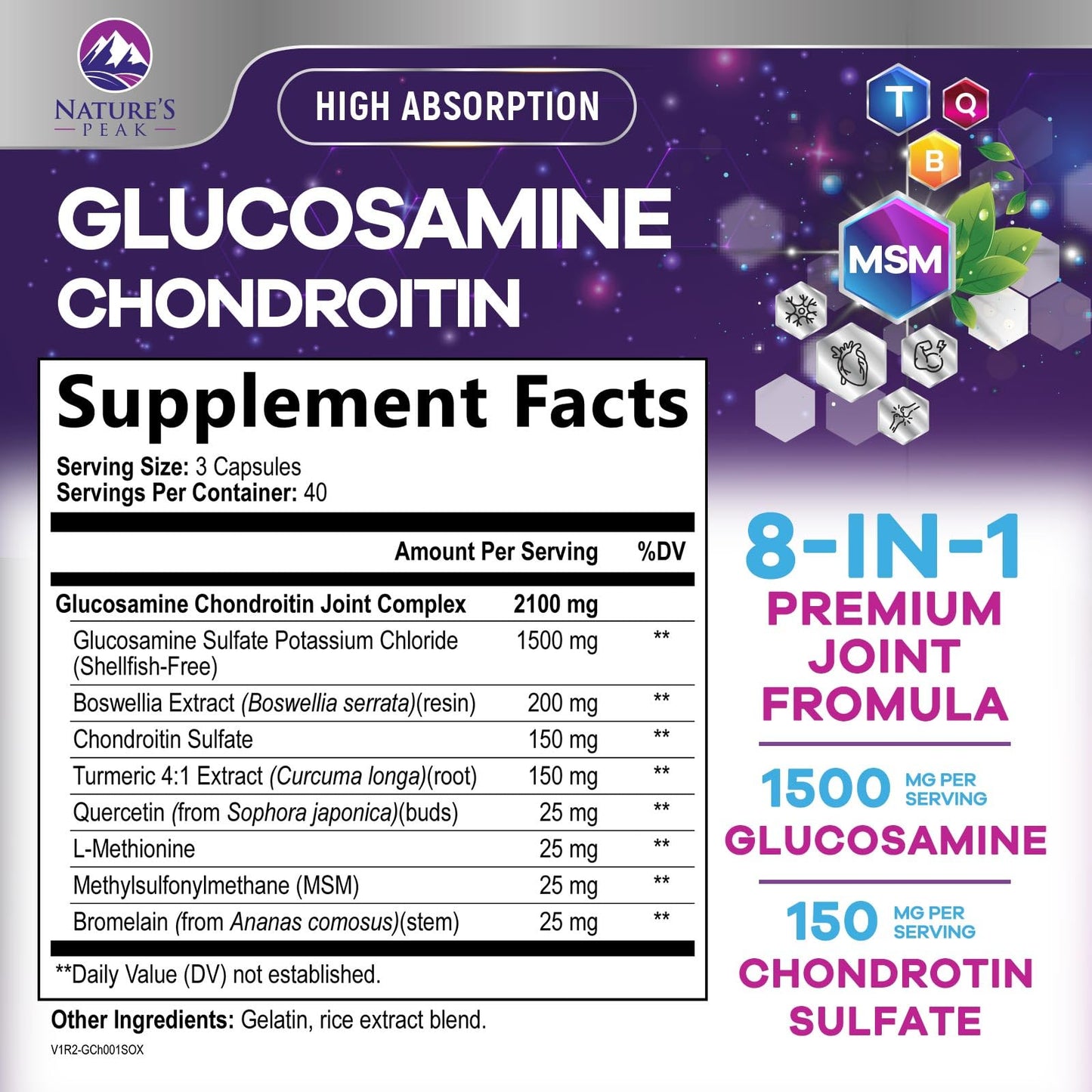 Nature's Peak Glucosamine Chondroitin Joint Complex 120 Capsules