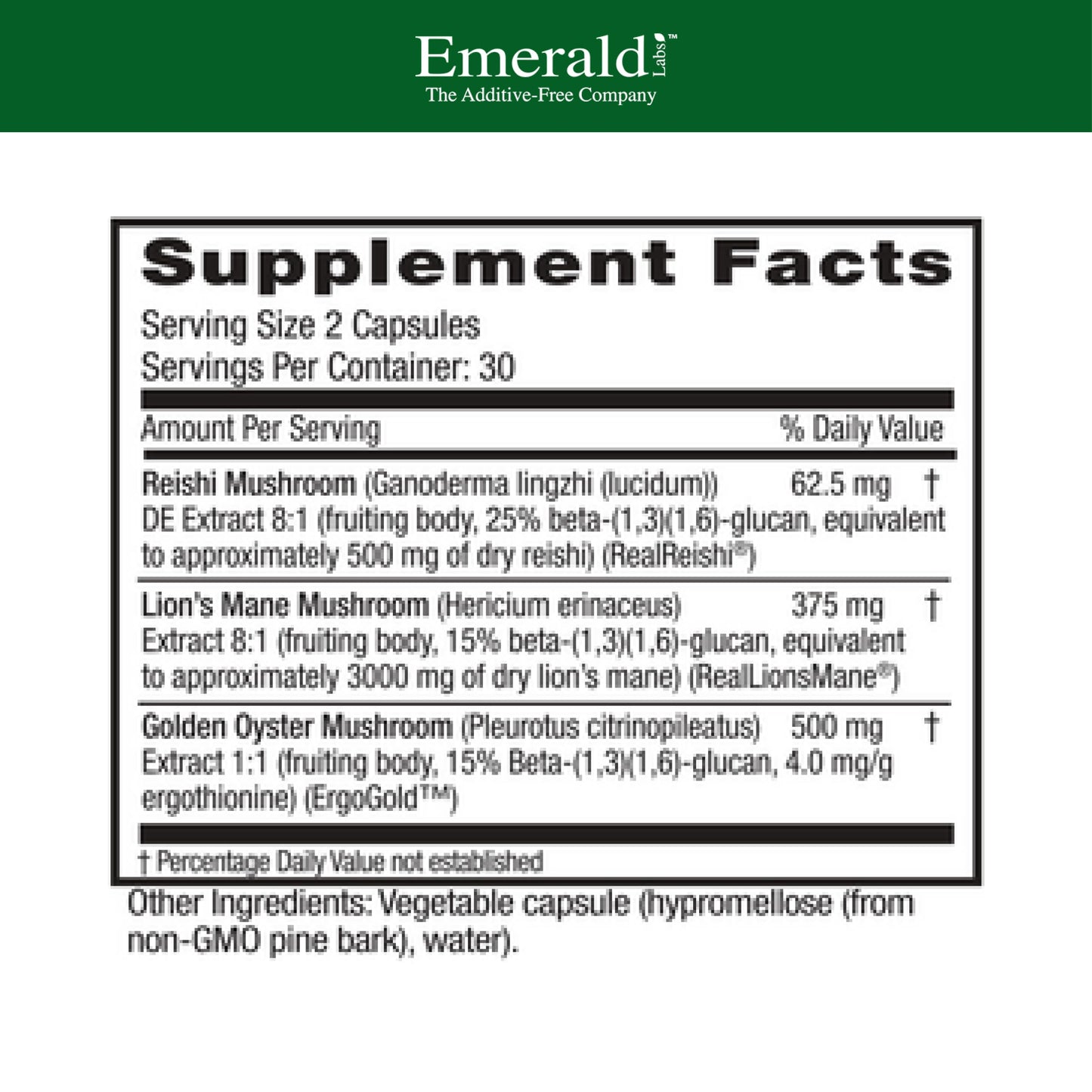 EMERALD LABS Mushroom Memory & Focus Health Capsule 60