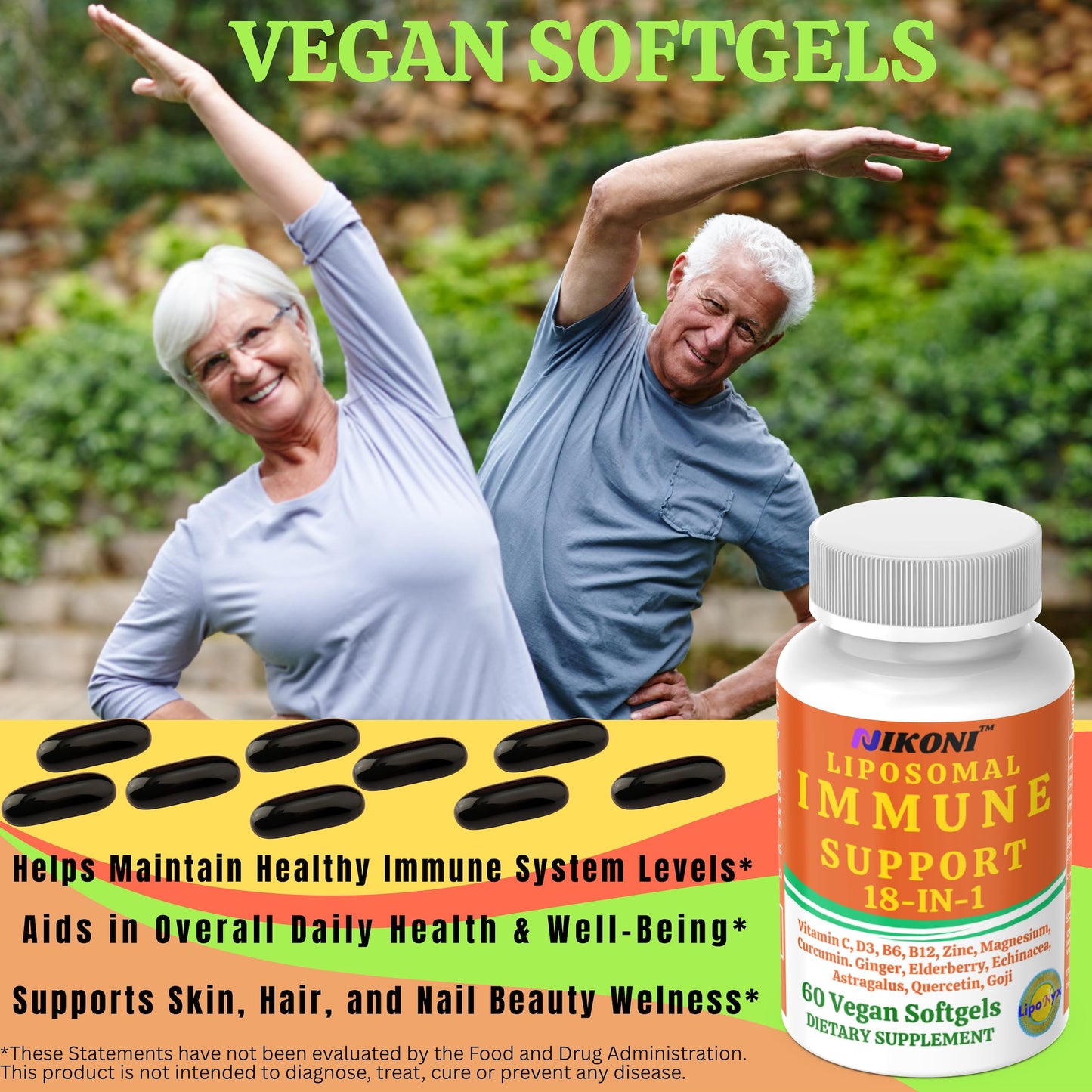 Nikoni Vegan Liposomal Immune Support Softgels, 60 Softgels