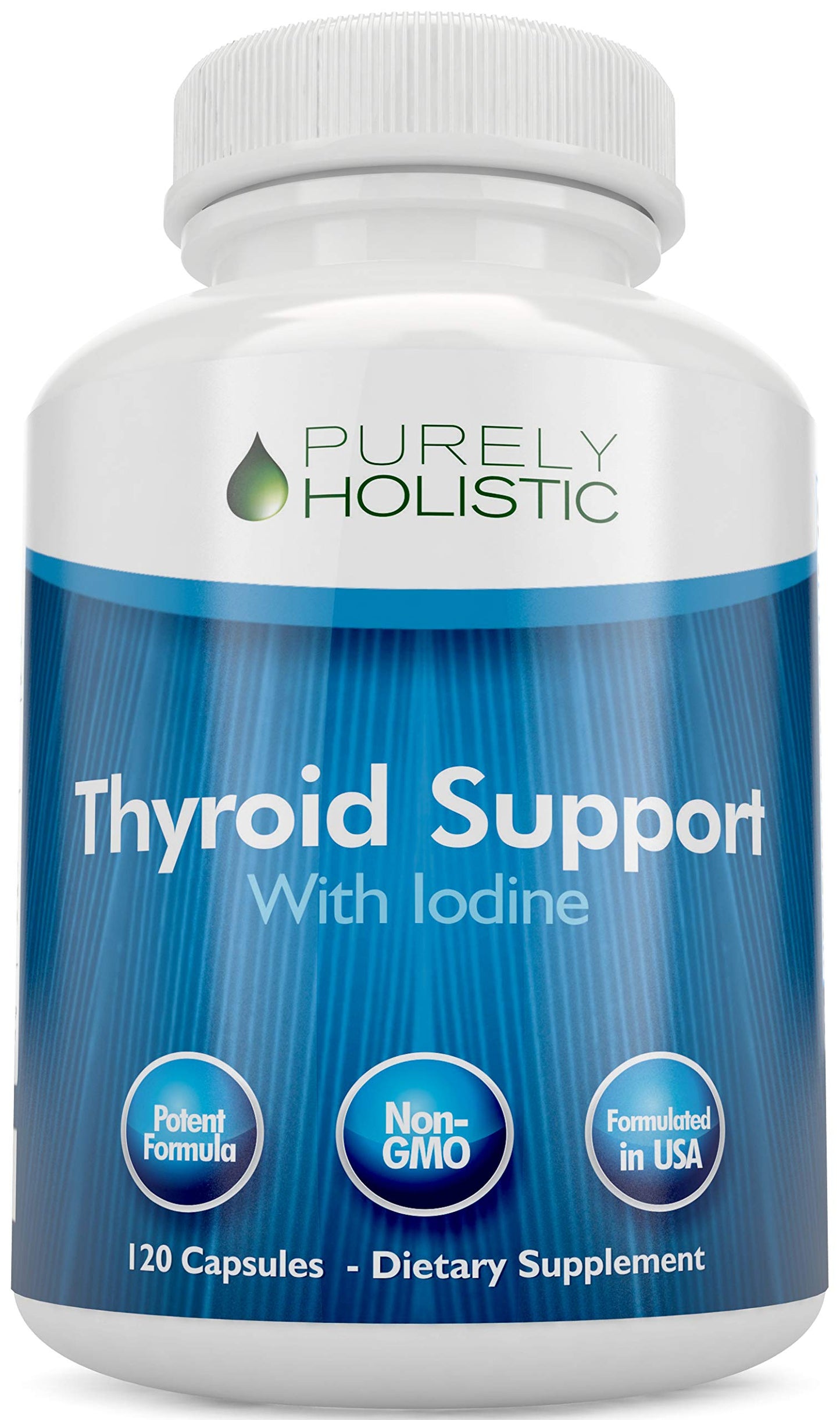 Purely Holistic Thyroid Support Iodine Supplement with Zinc, Selenium, L-Tyrosine & Vitamin B12 Capsule, 120 Count