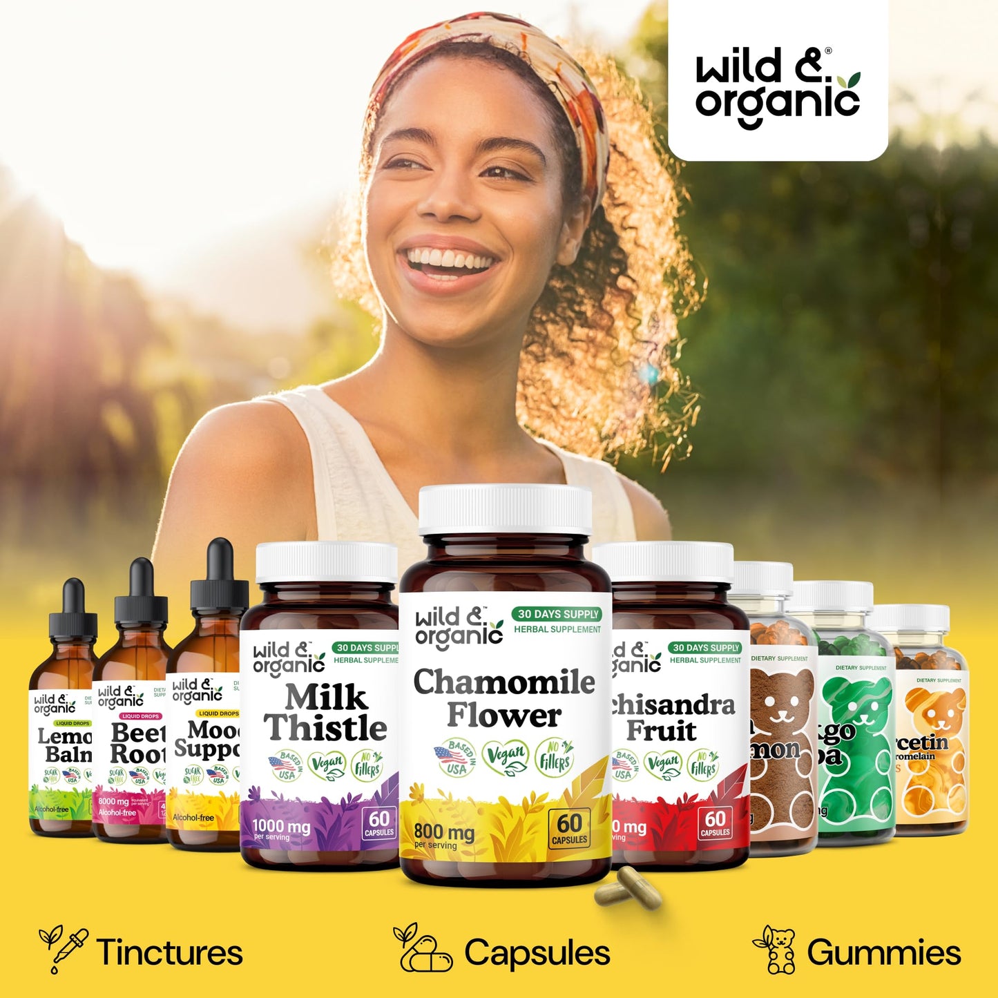 Wild & Organic Chamomile Capsules 800 mg, 60 Count