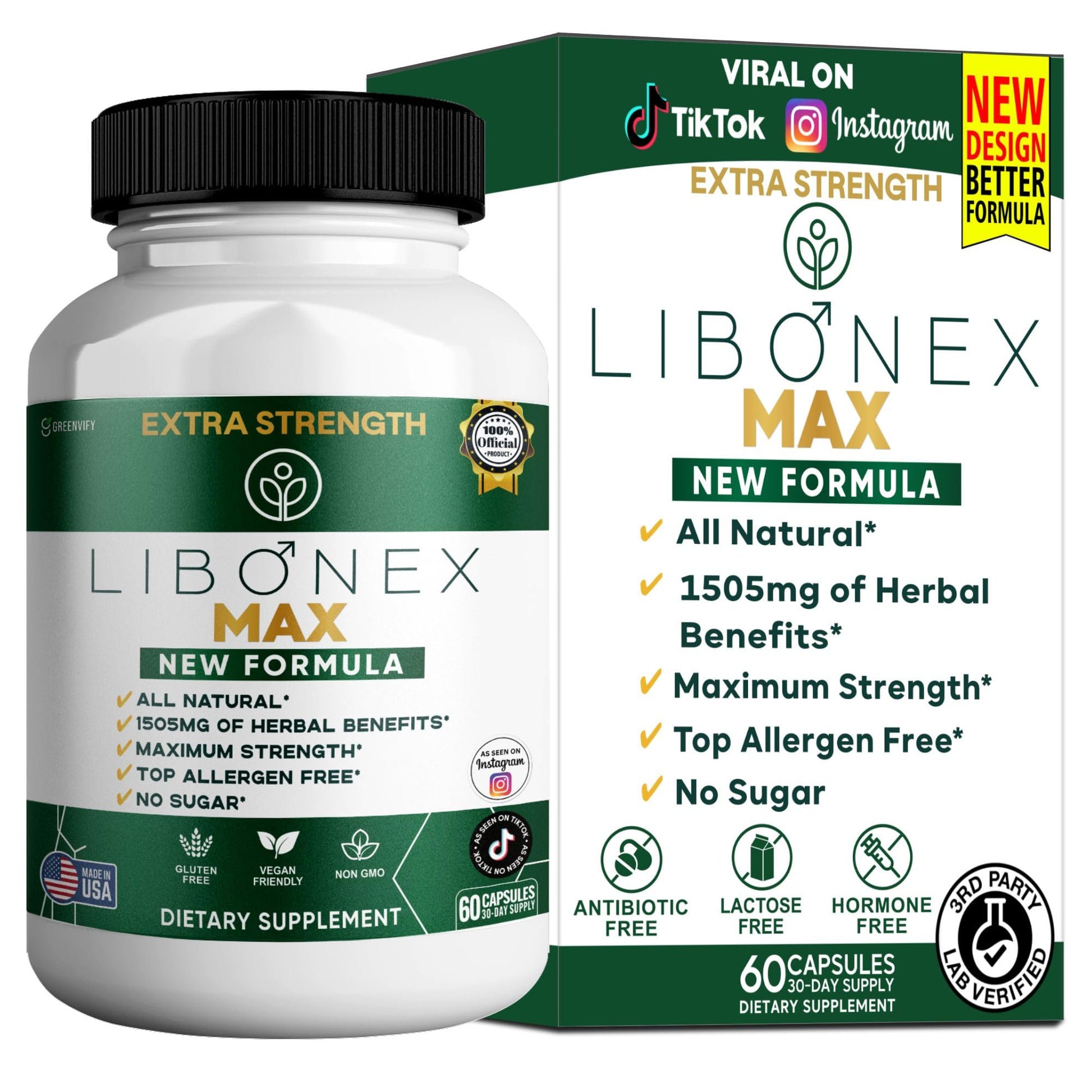 GREENVIFY Libonex Max Extra Strength Maca Root Complex Capsule, 60 Count