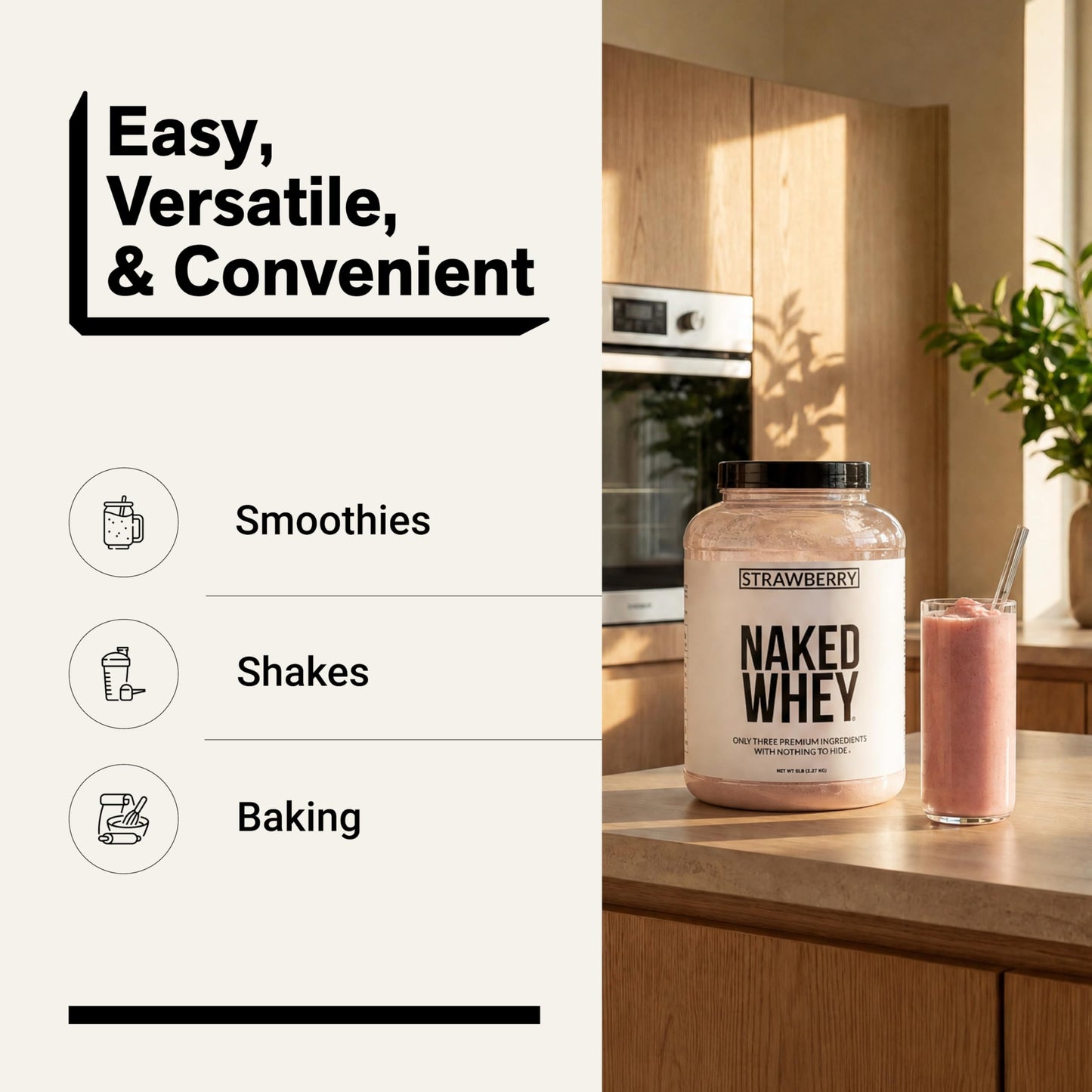 NAKED Strawberry Whey Protein Powder 80 Servings