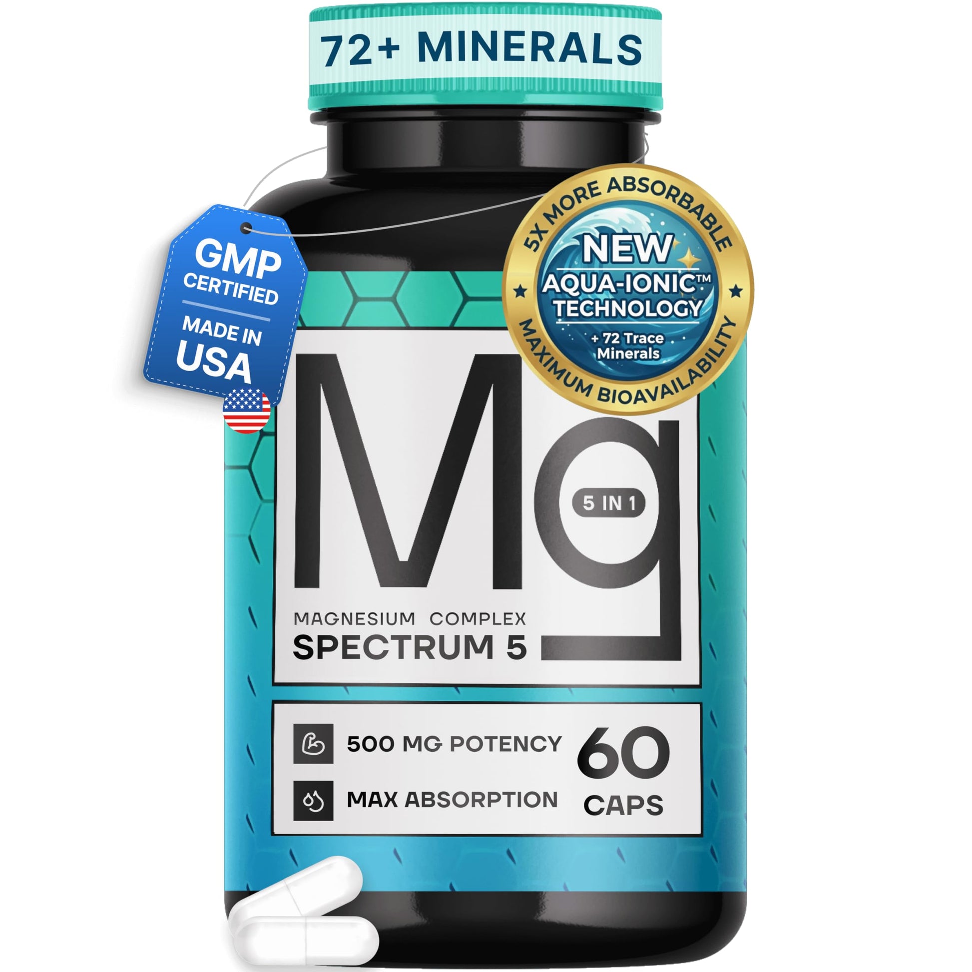 SonoHealth Spectrum 5 Magnesium Capsules, 60 Count