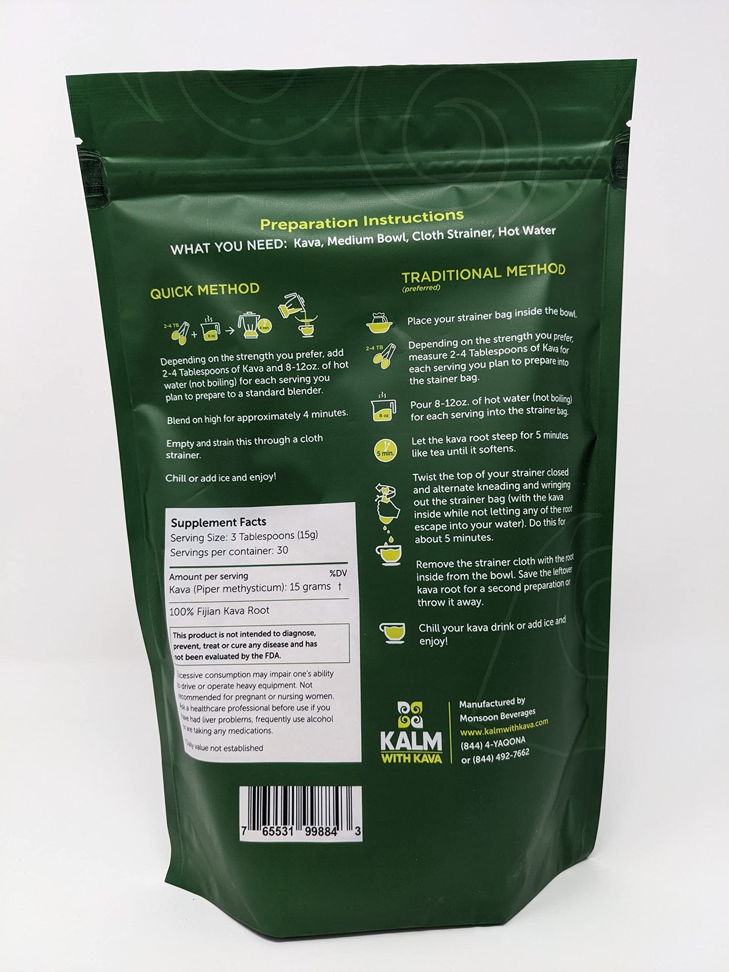KALM with Kava Loa Waka Traditional Grind Powder 16 oz