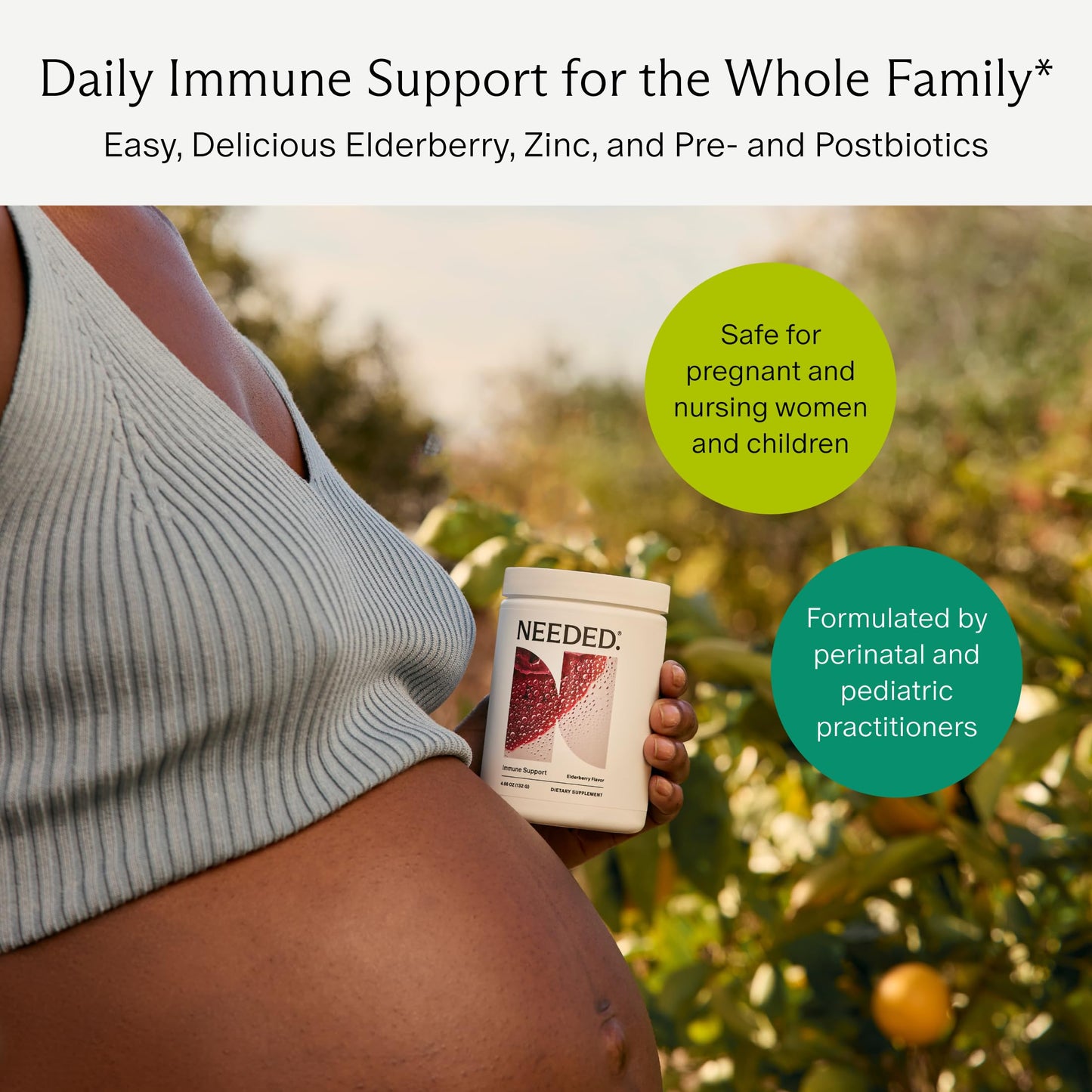 Needed Immune Support Immunity Powder with Zinc and Elderberry, 4.66 Ounce