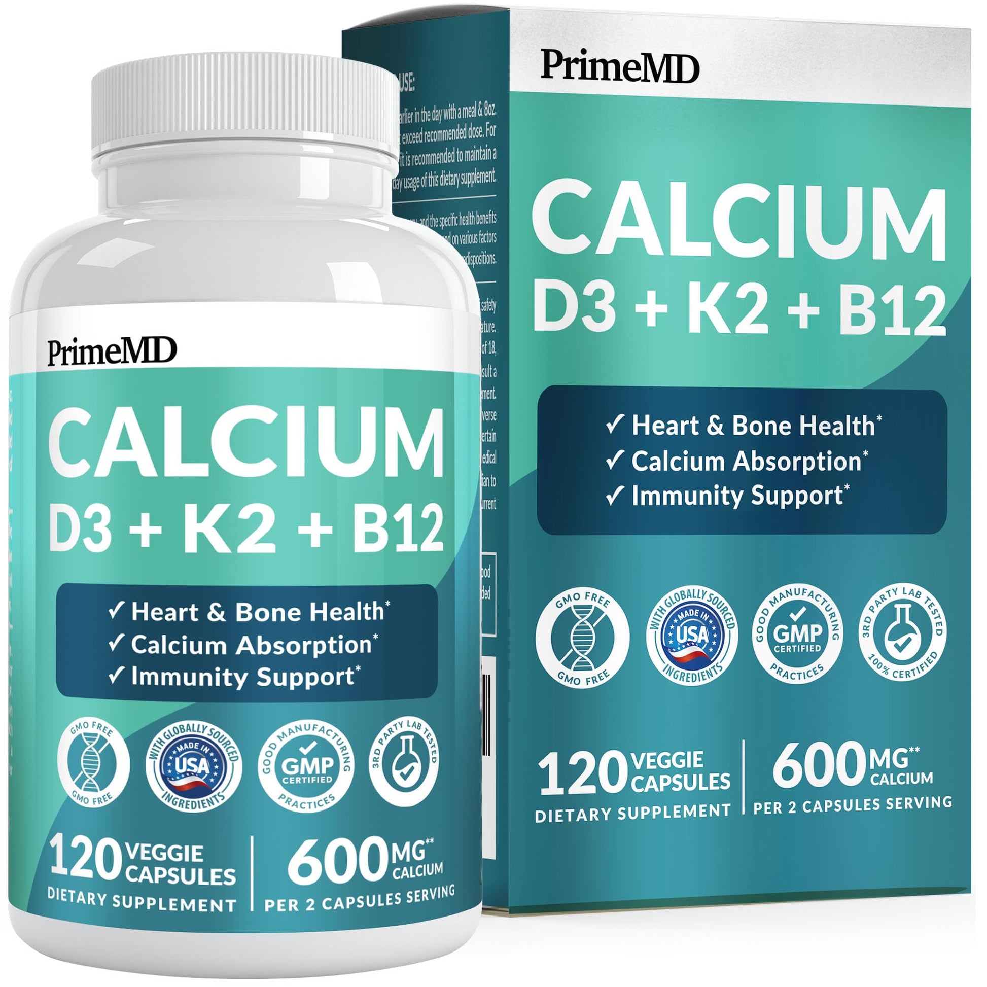 PrimeMD 4-in-1 Calcium Citrate with D3 K2 Capsule, 120 Capsules