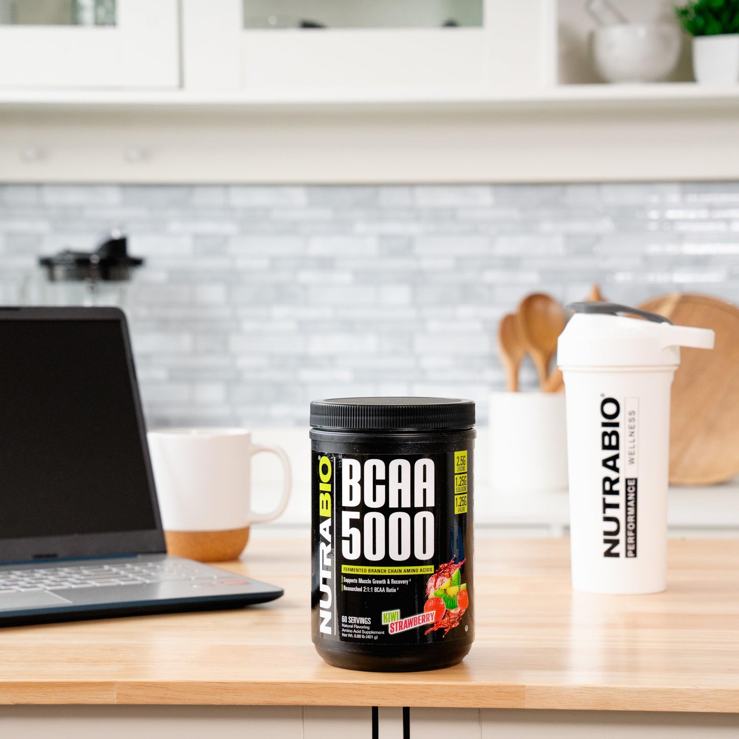 NutraBio BCAA 5000 Powder - Vegan Fermented BCAAs, 14.08 oz