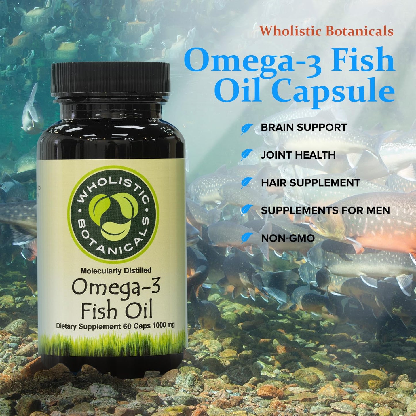 Wholistic Botanicals Omega-3 Fish Oil Capsule, 60 Capsules