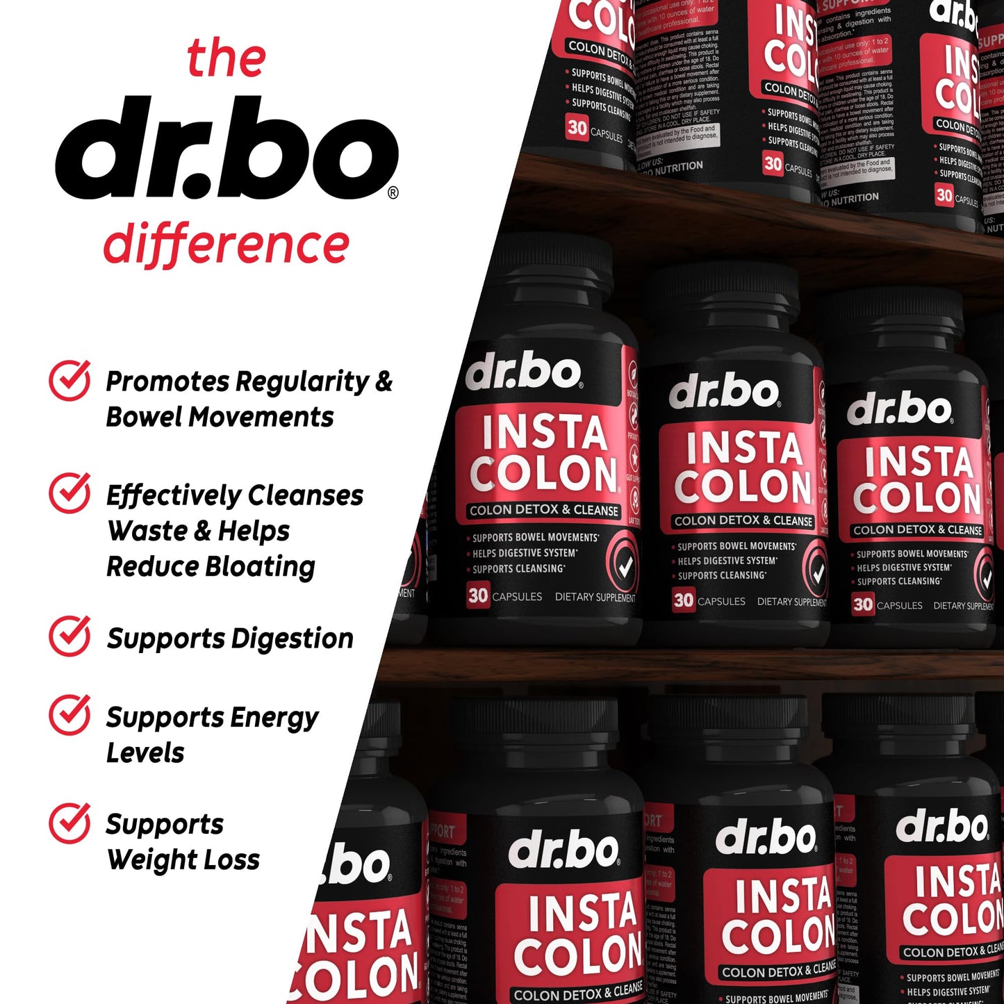 DR. BO Colon Cleanser Detox Supplement Capsules, 60 Capsules