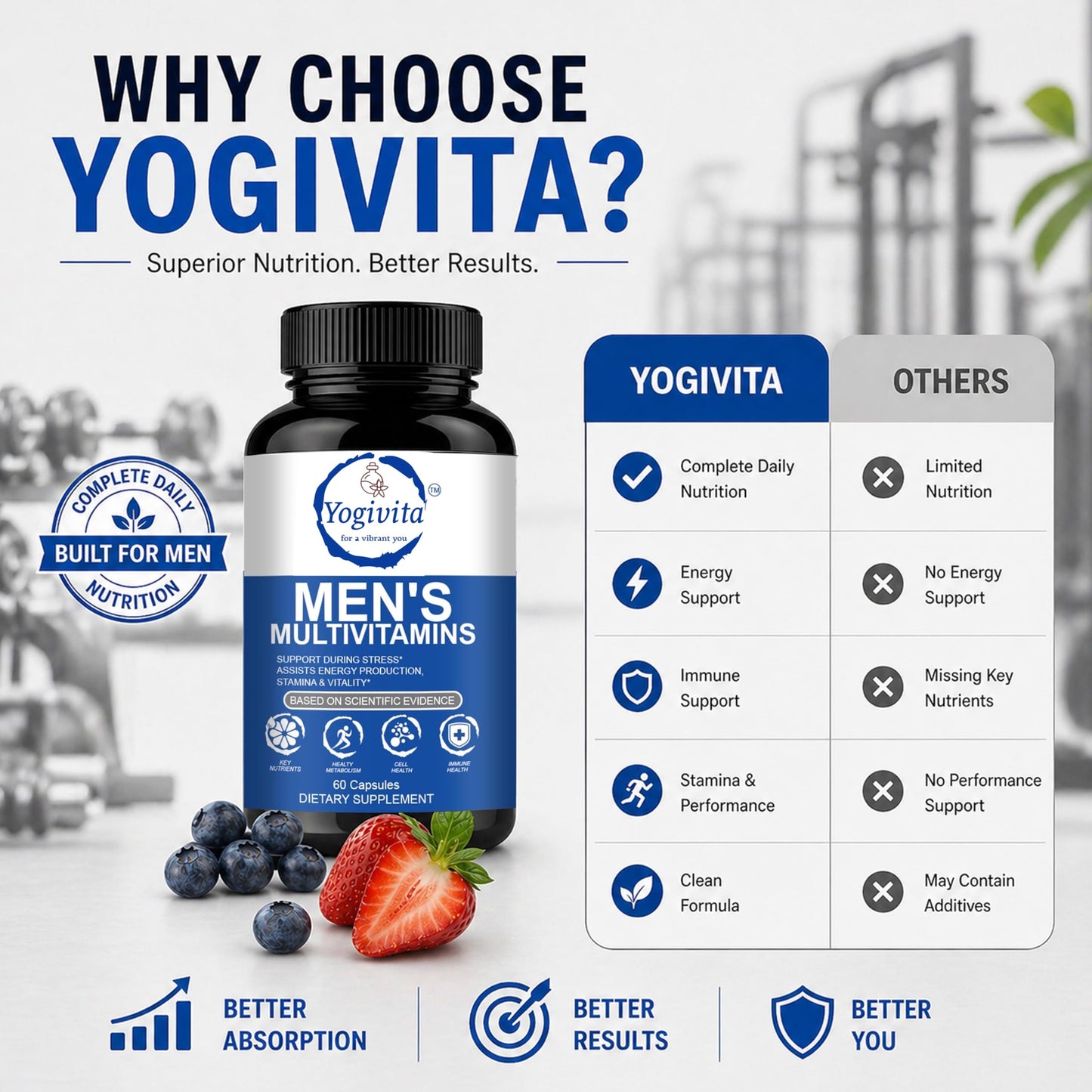 Yogivita Men’s Multivitamin Capsules, 60 Count