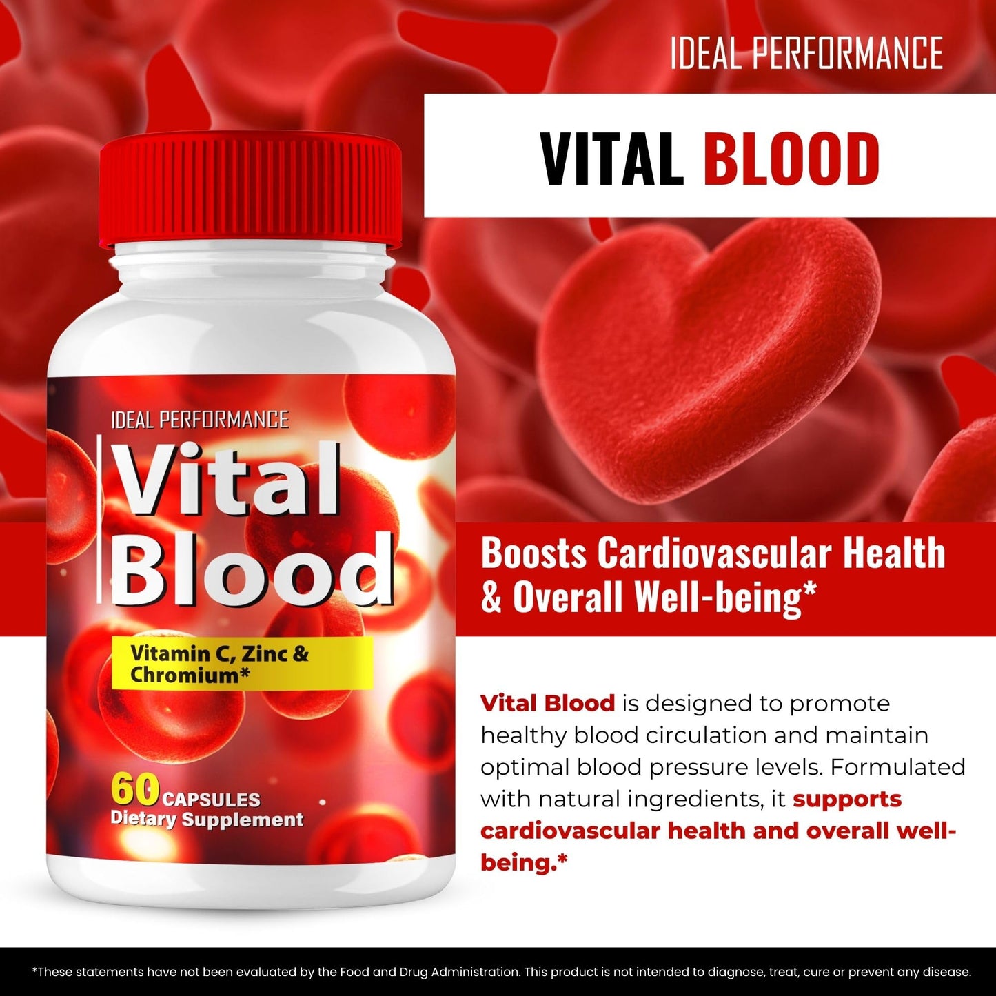 IDEAL PERFORMANCE Vital Blood Advanced Blood Formula Capsules, 60 Capsules