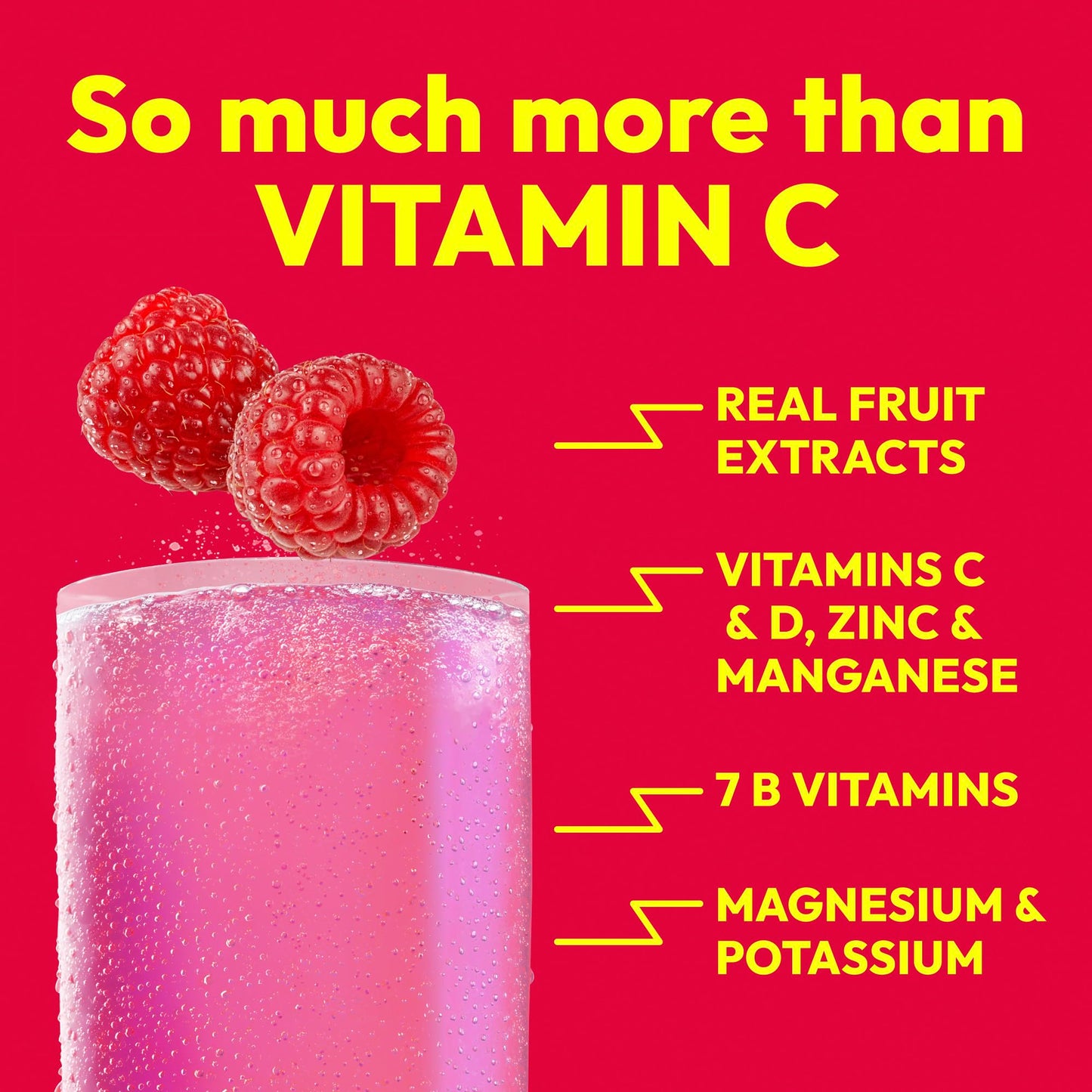 Emergen-C 1000 mg Vitamin C Powder for Daily Immune Support with Zinc and Manganese, B Vitamins and Electrolytes, Raspberry Flavor, 30 Count