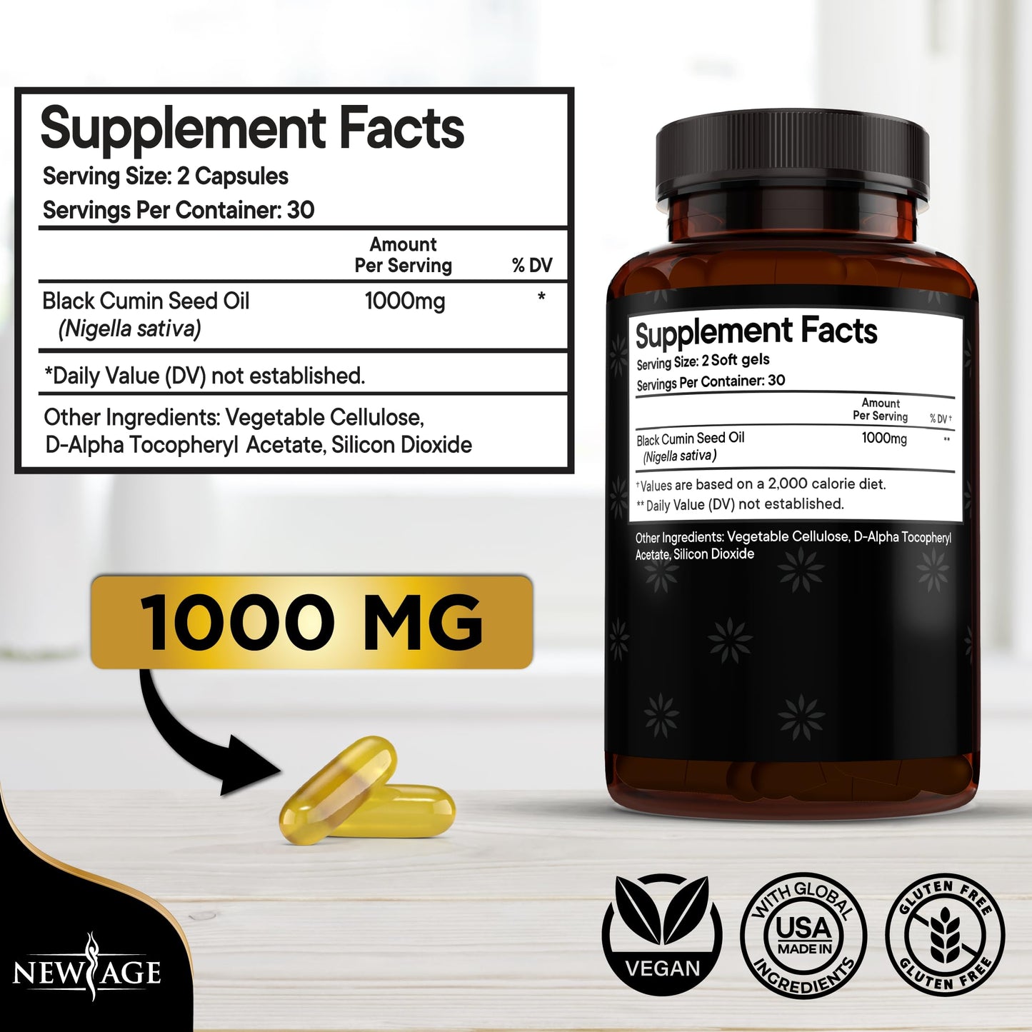 NEW AGE Black Seed Oil Softgel Capsules 120 Softgels