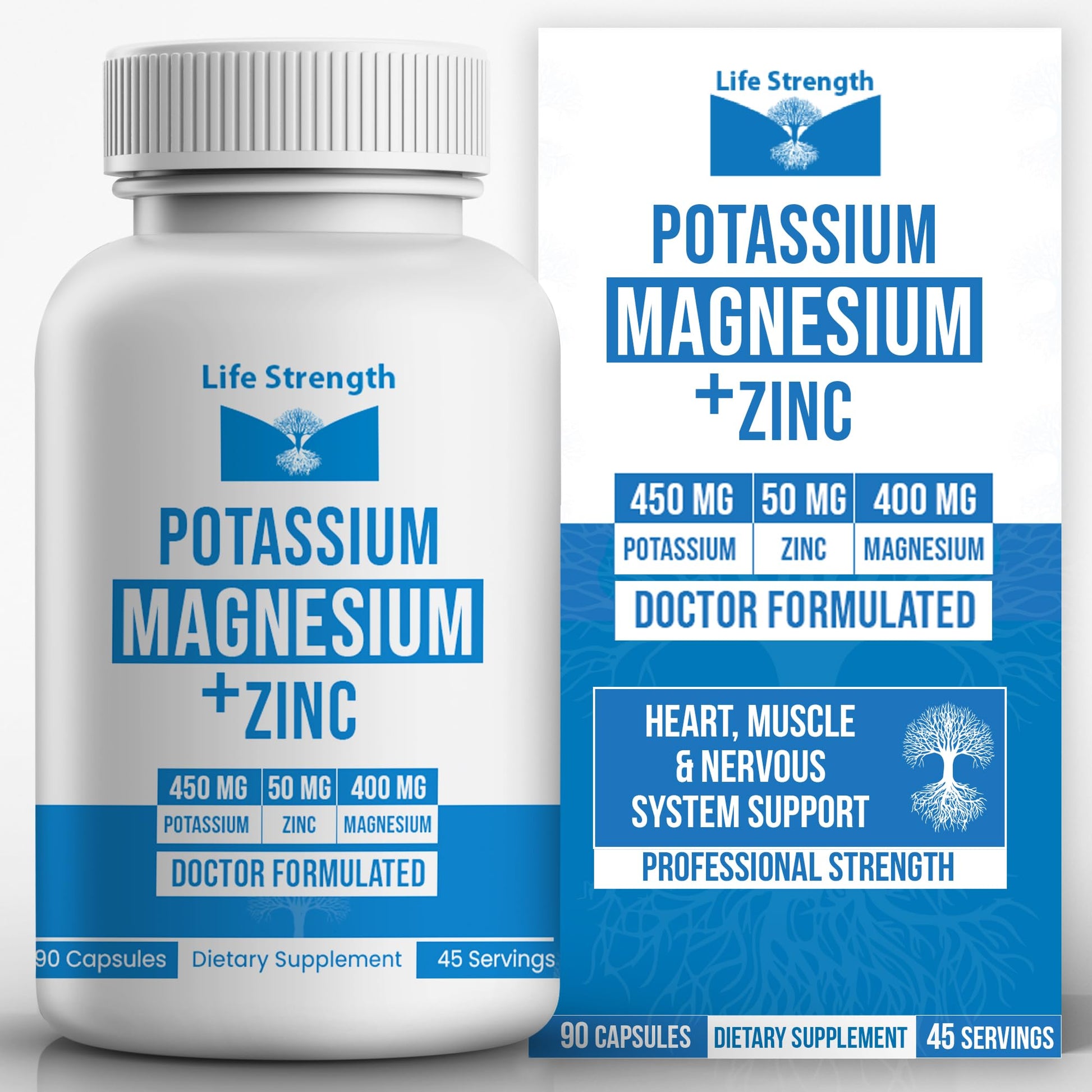 LifeStrength Magnesium Potassium Zinc Supplement Capsules 90 Count