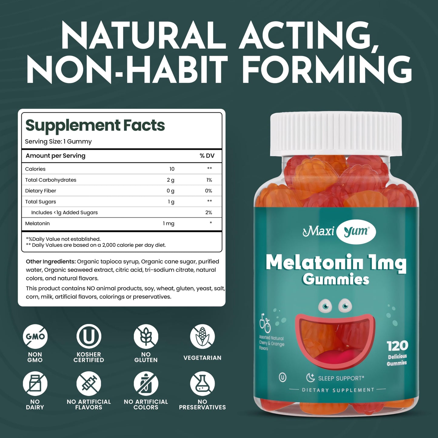 Maxi Health Melatonin Gummies 1mg, 120 Count