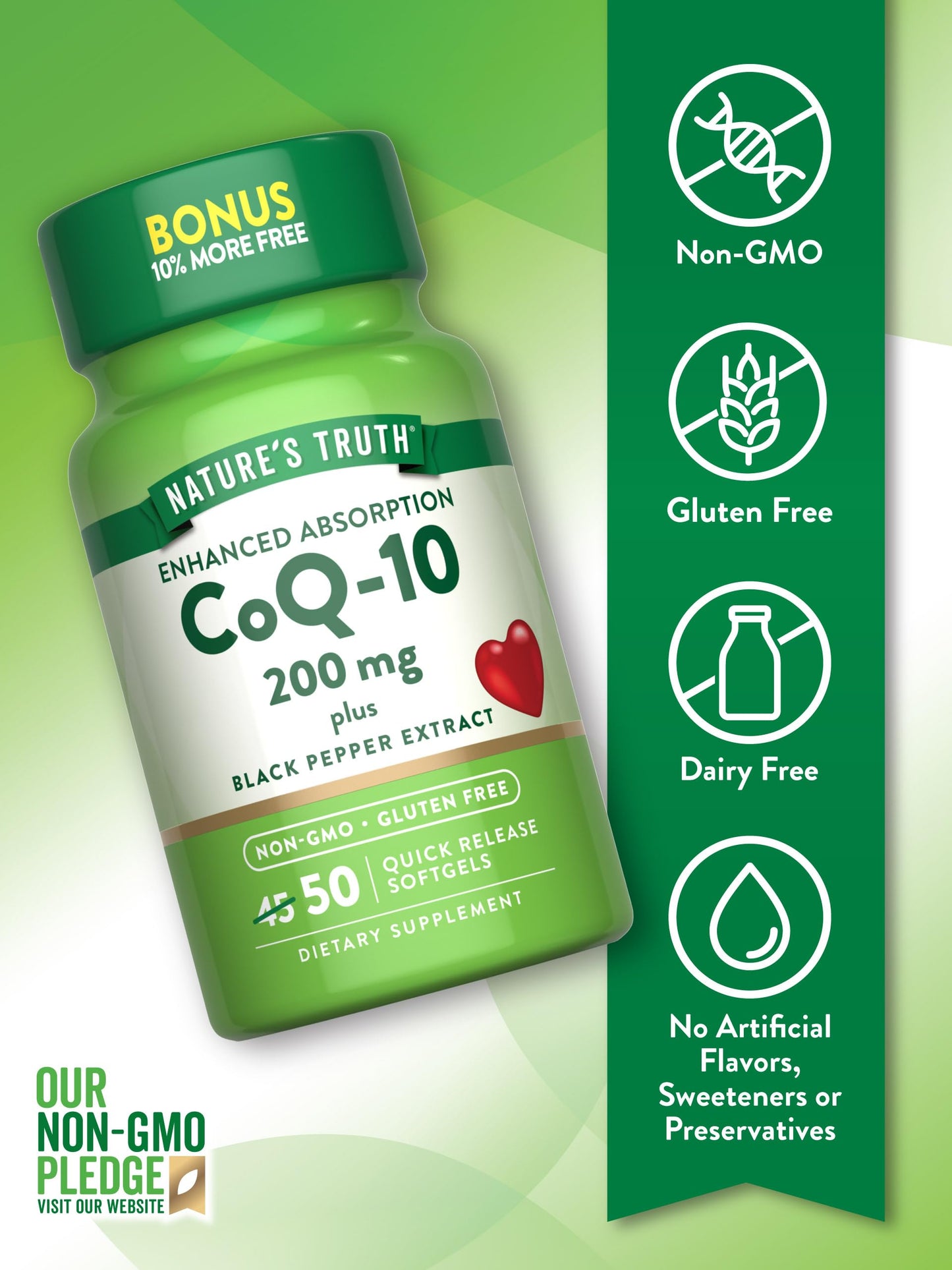 Nature's Truth CoQ10 200mg Softgel 50 Count