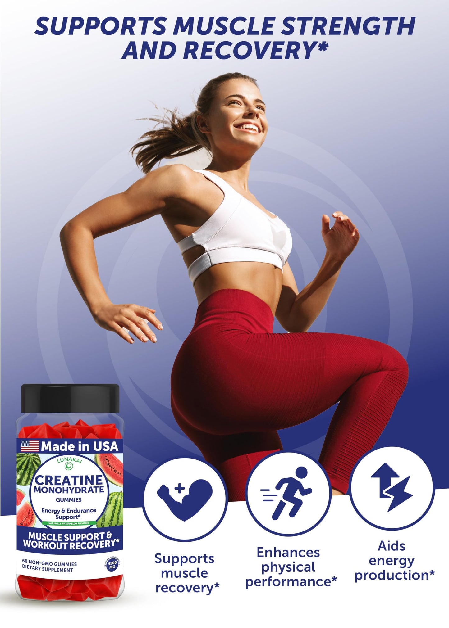Lunakai Creatine Monohydrate Gummies 60 Count