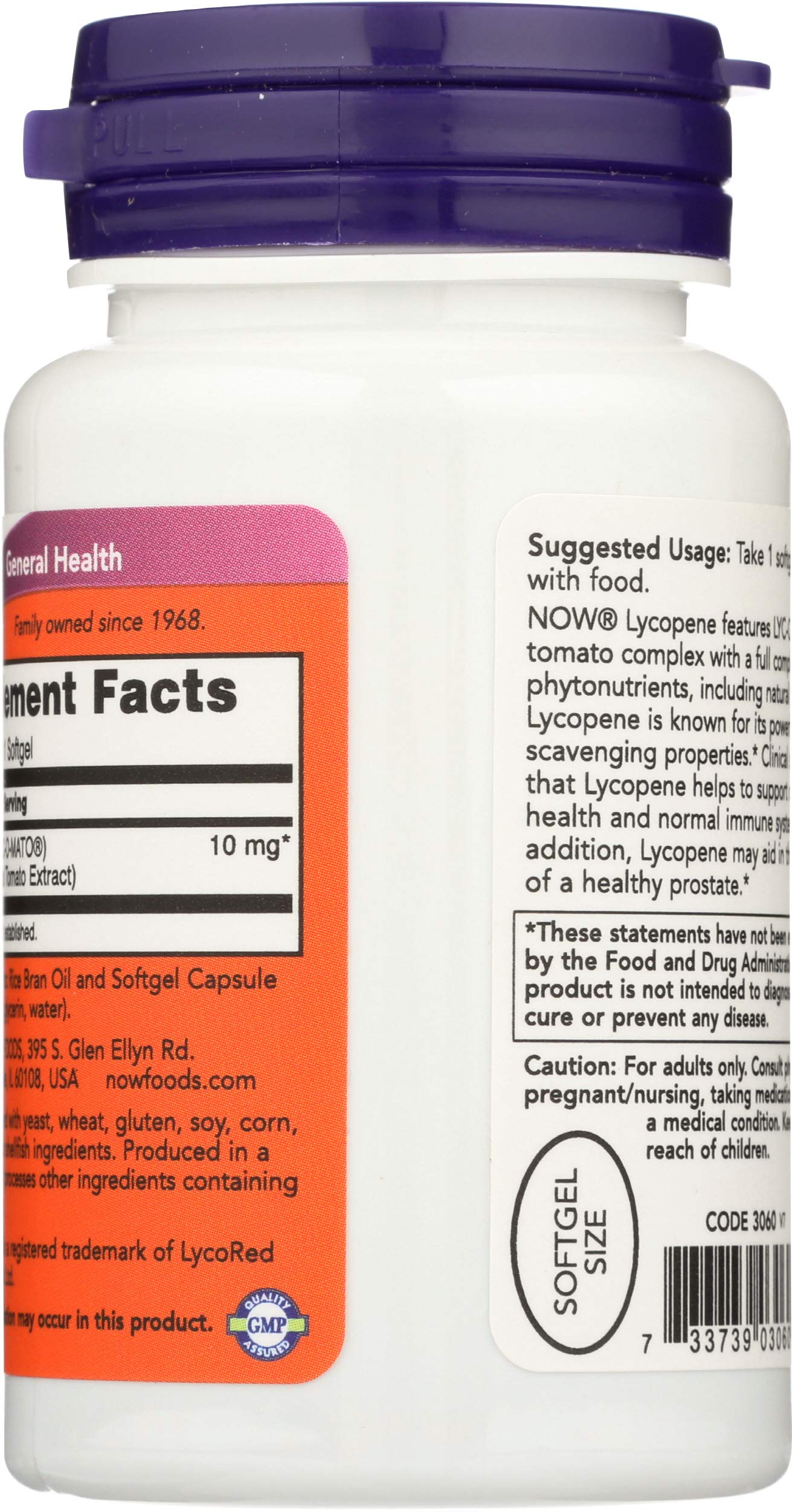 NOW Foods Lycopene 10 mg Capsule 60 Count