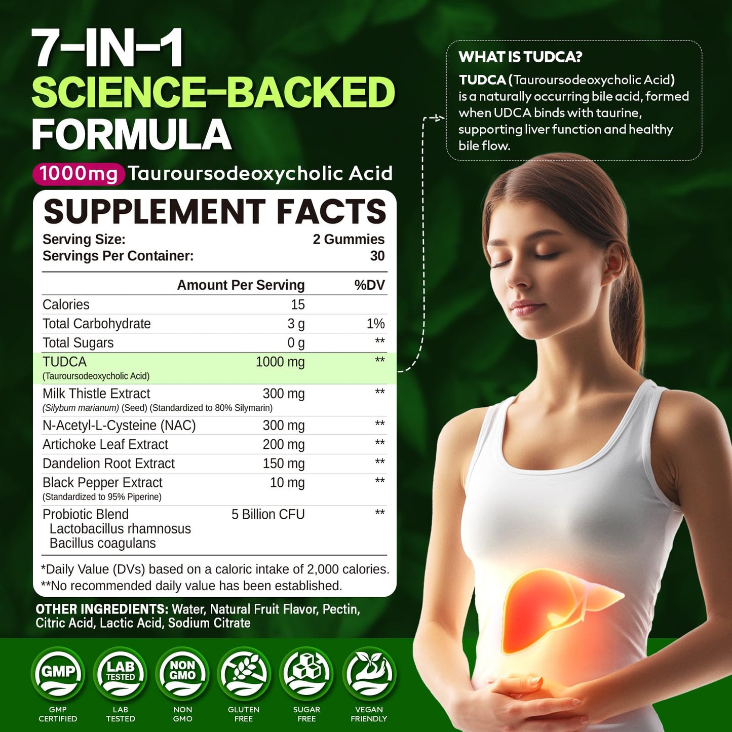 NATISLAND TUDCA Supplement 1000mg Gummies, 60 Count