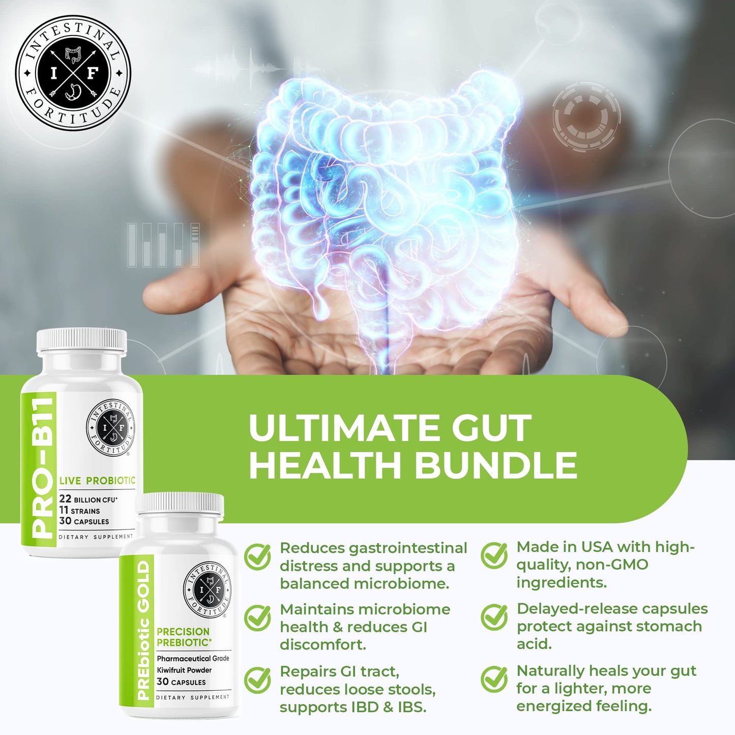 Intestinal Fortitude Prebiotic and Probiotic Supplement 60 Capsules
