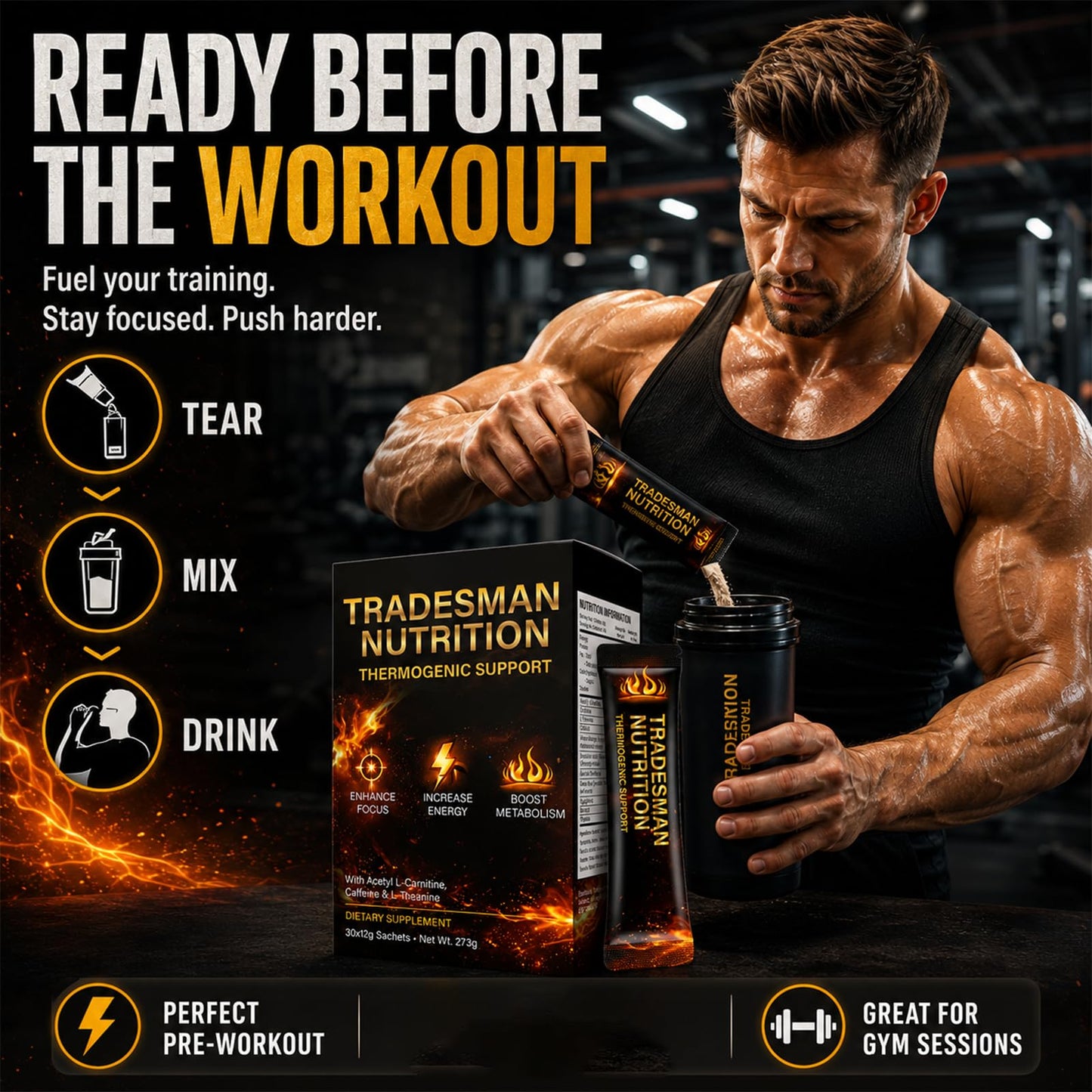 Tradesman Nutrition Shred Energy Drink Powder, 1 Ounce (Pack of 1)