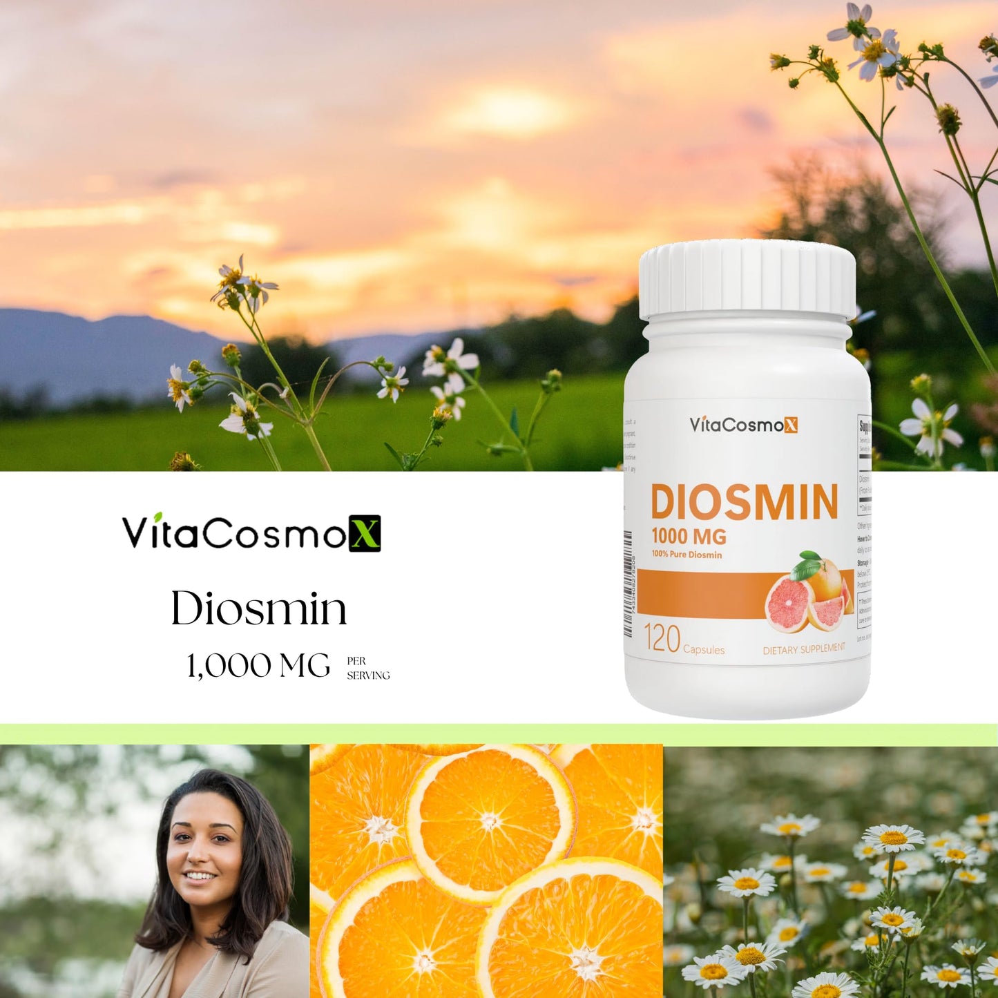 VitaCosmoX Diosmin Capsules 120 Count