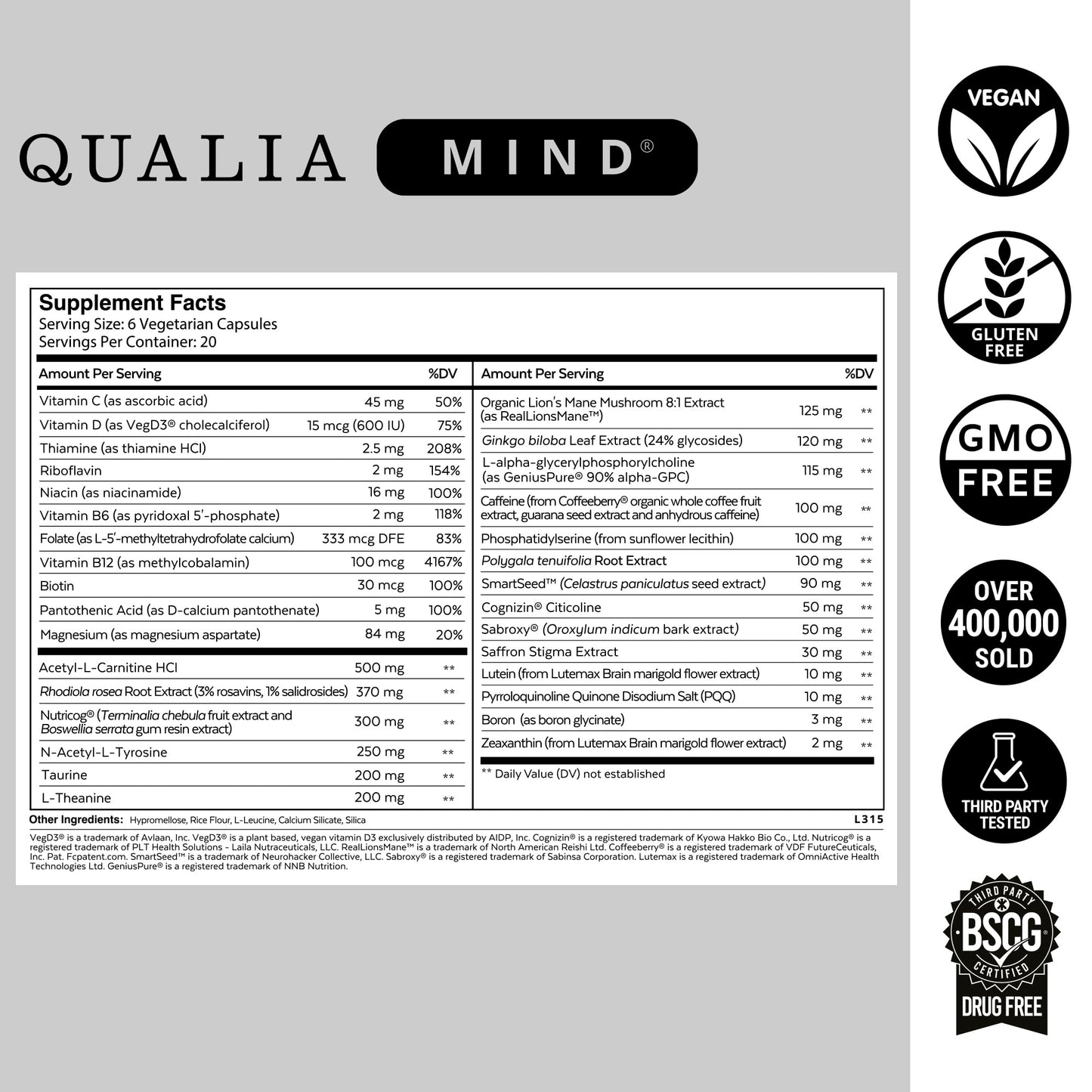 Qualia Life Sciences Qualia Mind Capsules 120