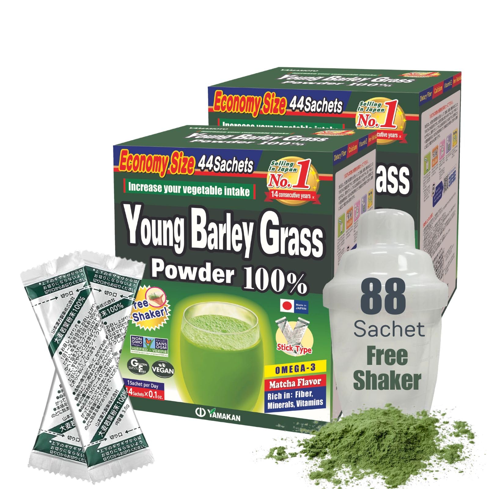 Yamamoto Kanpoh YAMAKAN Young Barley Grass Powder 88 Count
