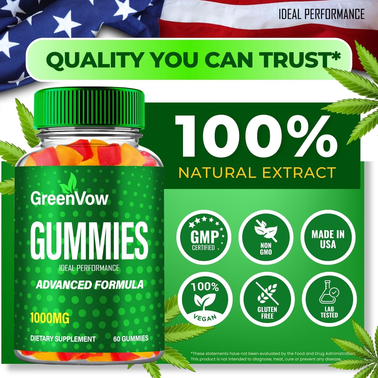 IDEAL PERFORMANCE GreenVow Hemp Gummies, 300 Count