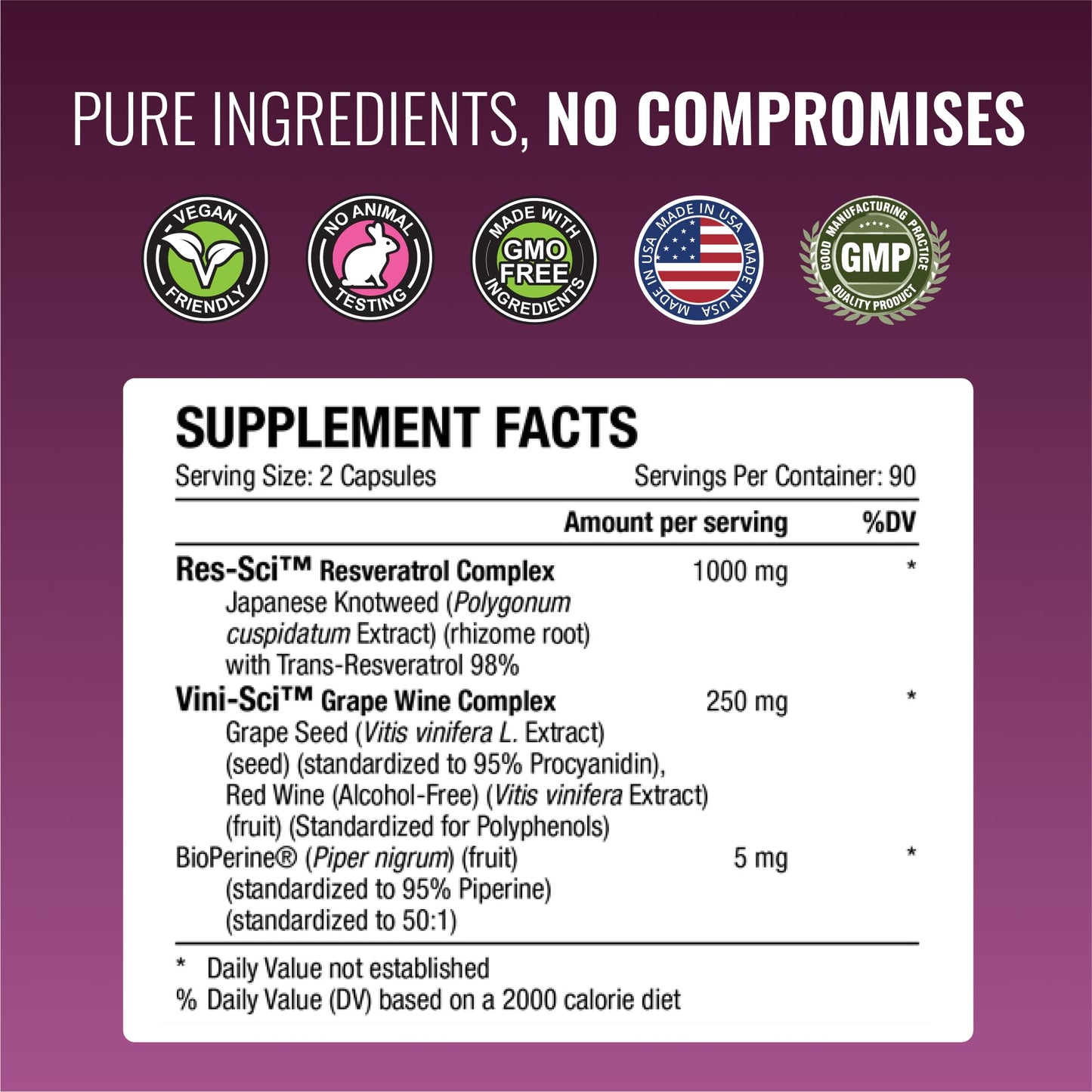 Approved Science Resveratrol 1000 mg Trans-Resveratrol, 180 Capsules