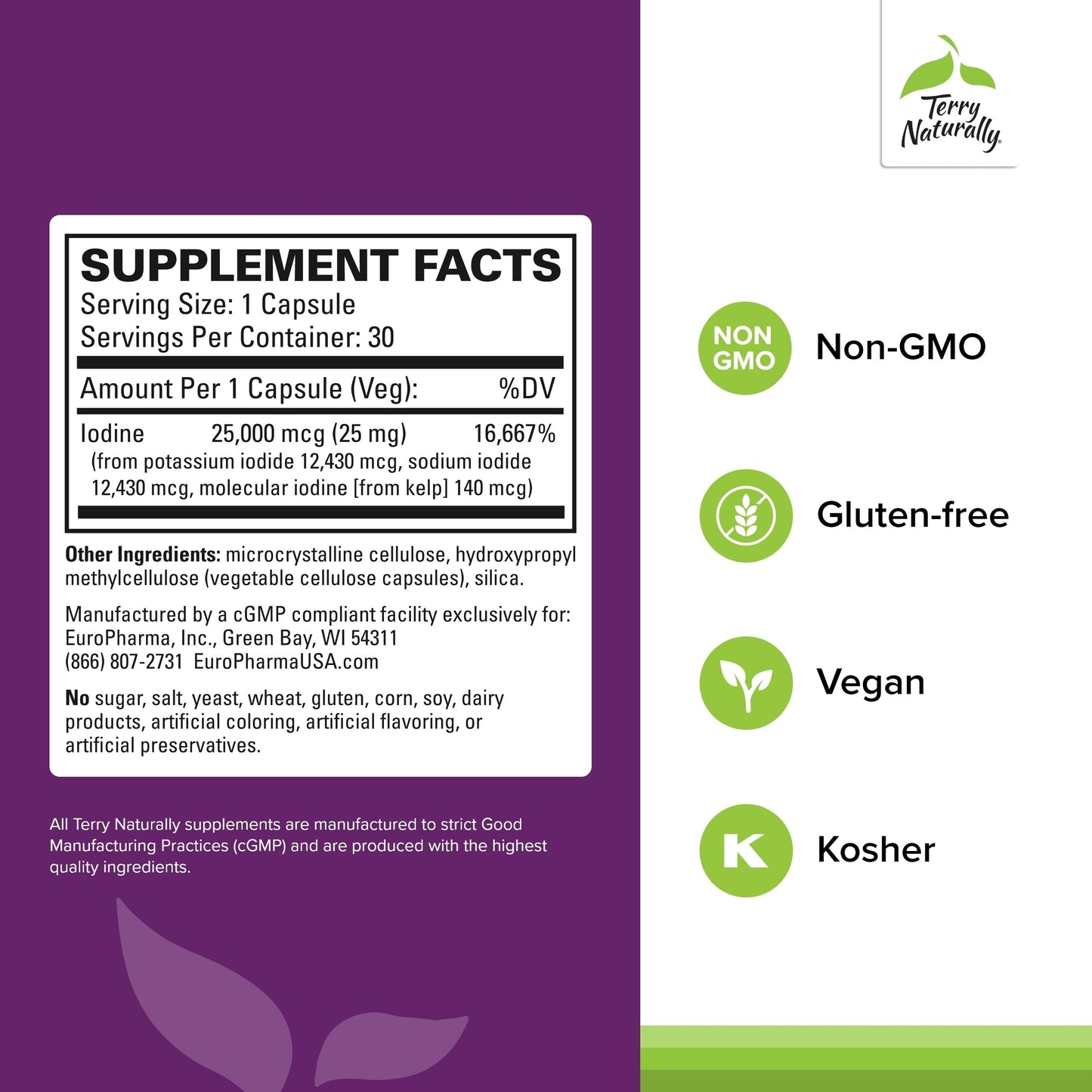 Terry Naturally Tri-Iodine Dietary Supplement Capsules, 30 Count