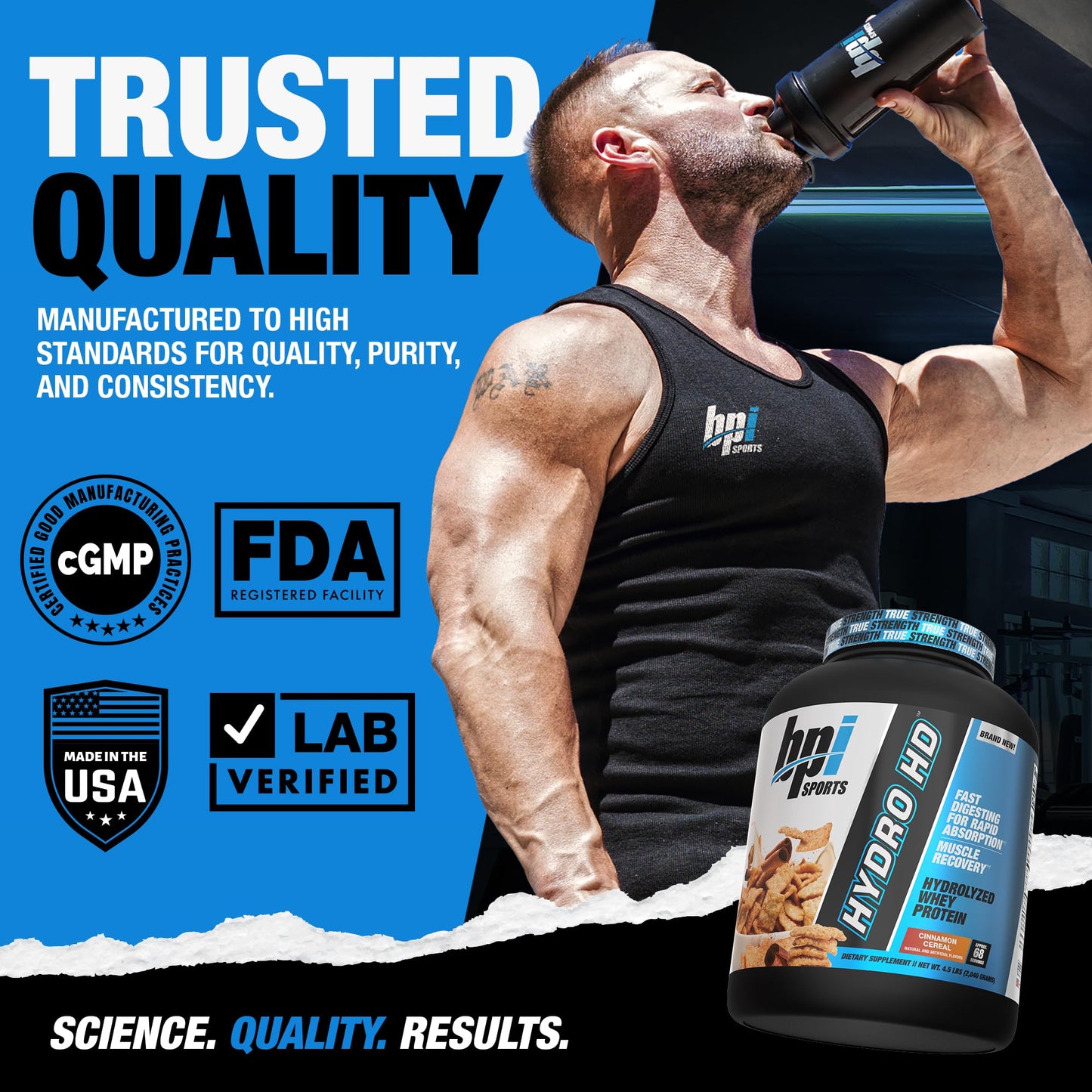 BPI Sports Hydro HD 100% Hydrolyzed Whey Protein Powder, 68 Servings