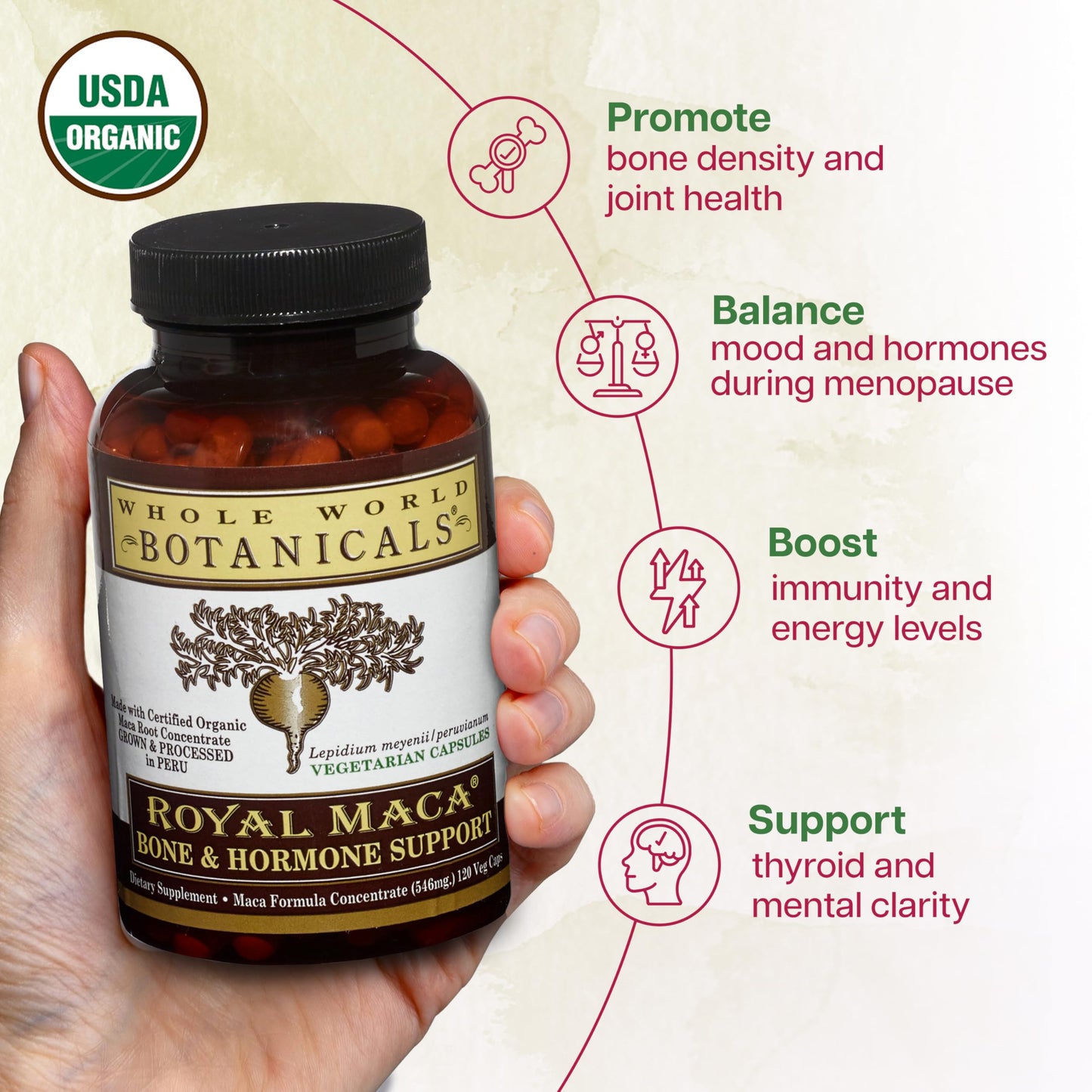 Whole World Botanicals Royal Maca Bone Support Capsules 90 Count