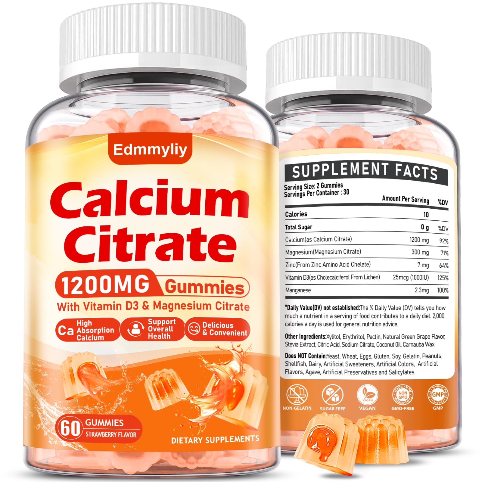 Edmmyliy Calcium Citrate Supplement Gummies, 120 Gummies