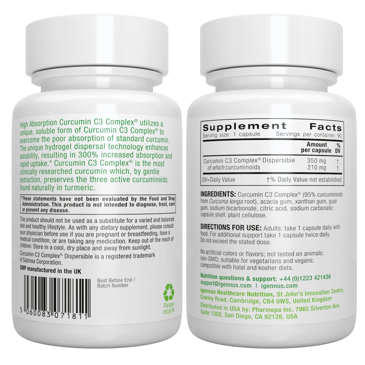 Igennus Healthcare Nutrition Advanced Curcumin C3 Complex Capsule, 90 Capsules