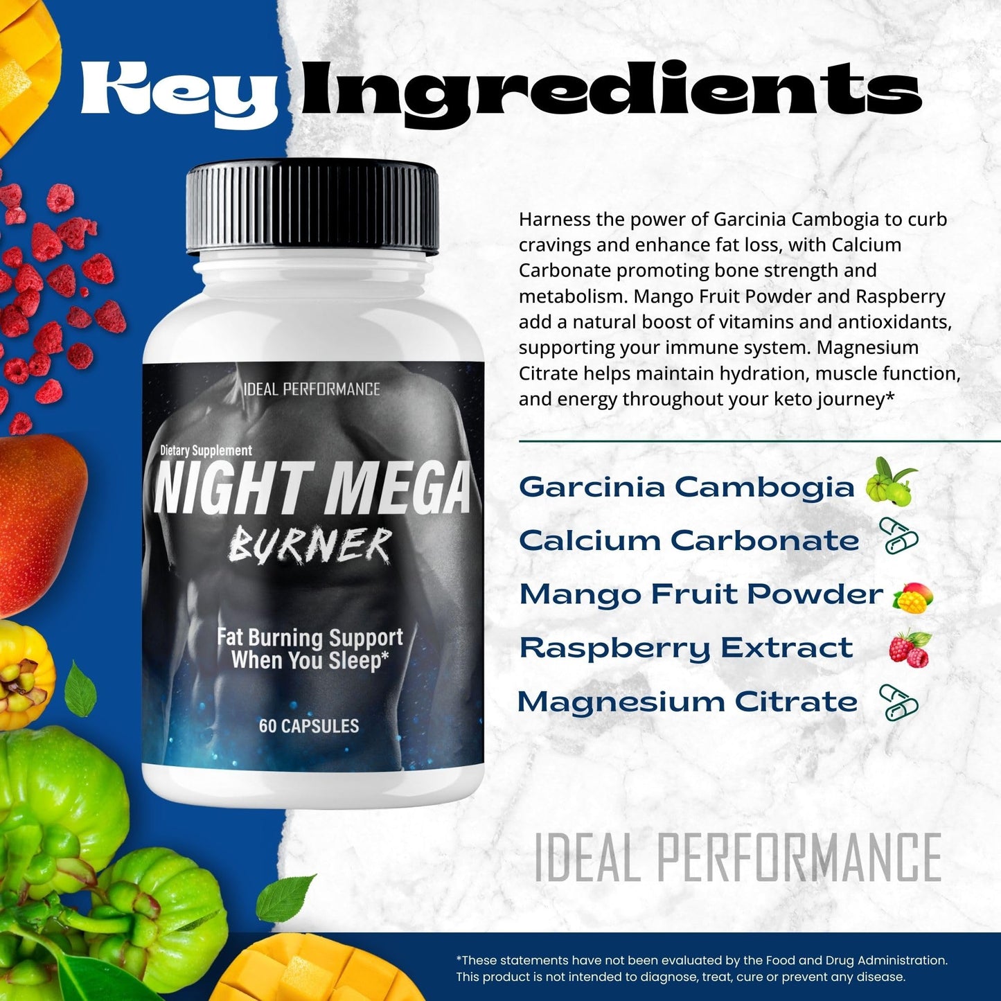 IDEAL PERFORMANCE Night Mega Burner Keto, 60 Capsules