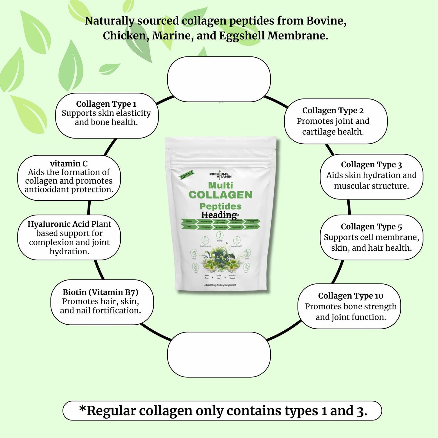 Premium Vitamin Multi Collagen Peptides Powder - 35 Servings